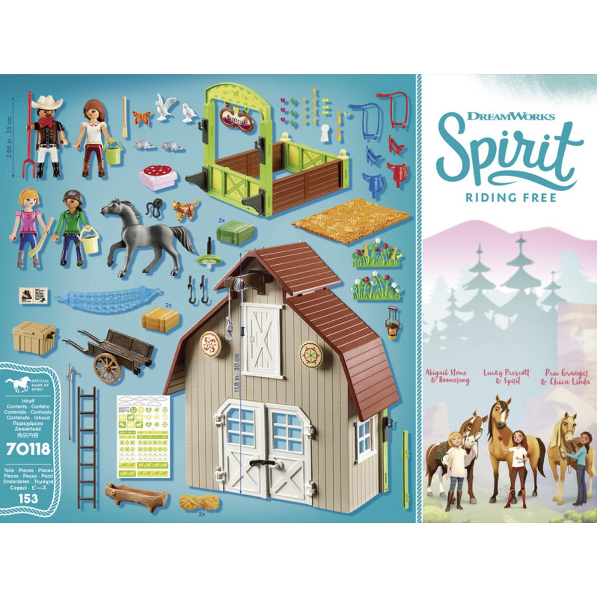 PLAYMOBIL 70118 - Spirit - Grange avec Lucky, Apo, Abigaëlle 