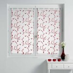 Paris Prix Paire de Voilages  Petite Fleur  60x90cm Blanc & Rouge