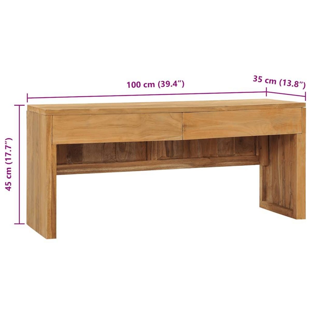 VIDAXL Meuble TV 100x35x45 cm Bois de teck massif