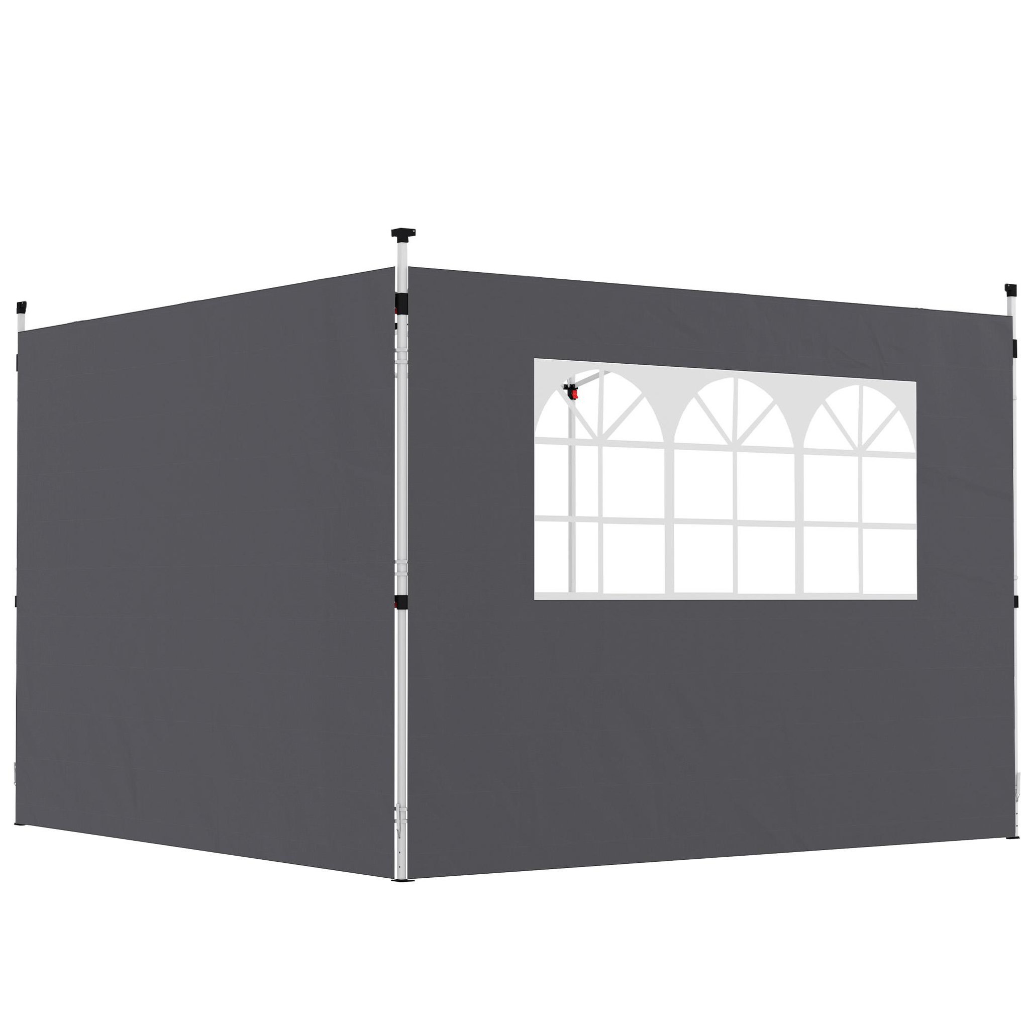 OUTSUNNY Parois latérales de rechange barnum tonnelle 3 x 3 m 2 pièces grande fenêtre gris