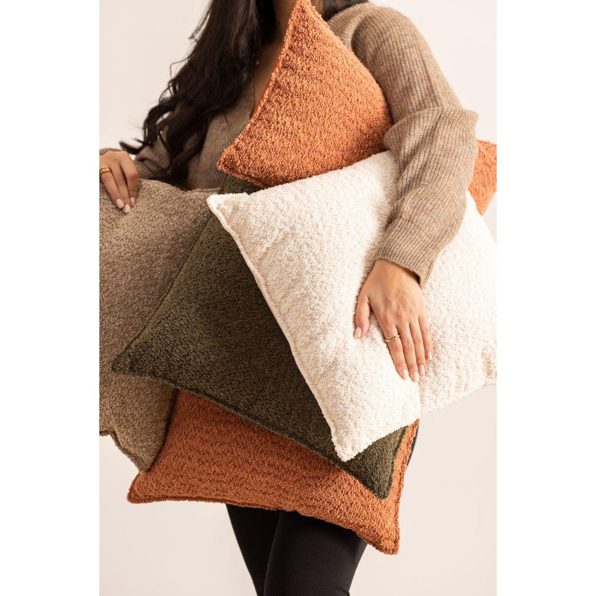 Voir la diapositive 6 : ATMOSPHERA Coussin déco bouclette  soana  45x45 lin