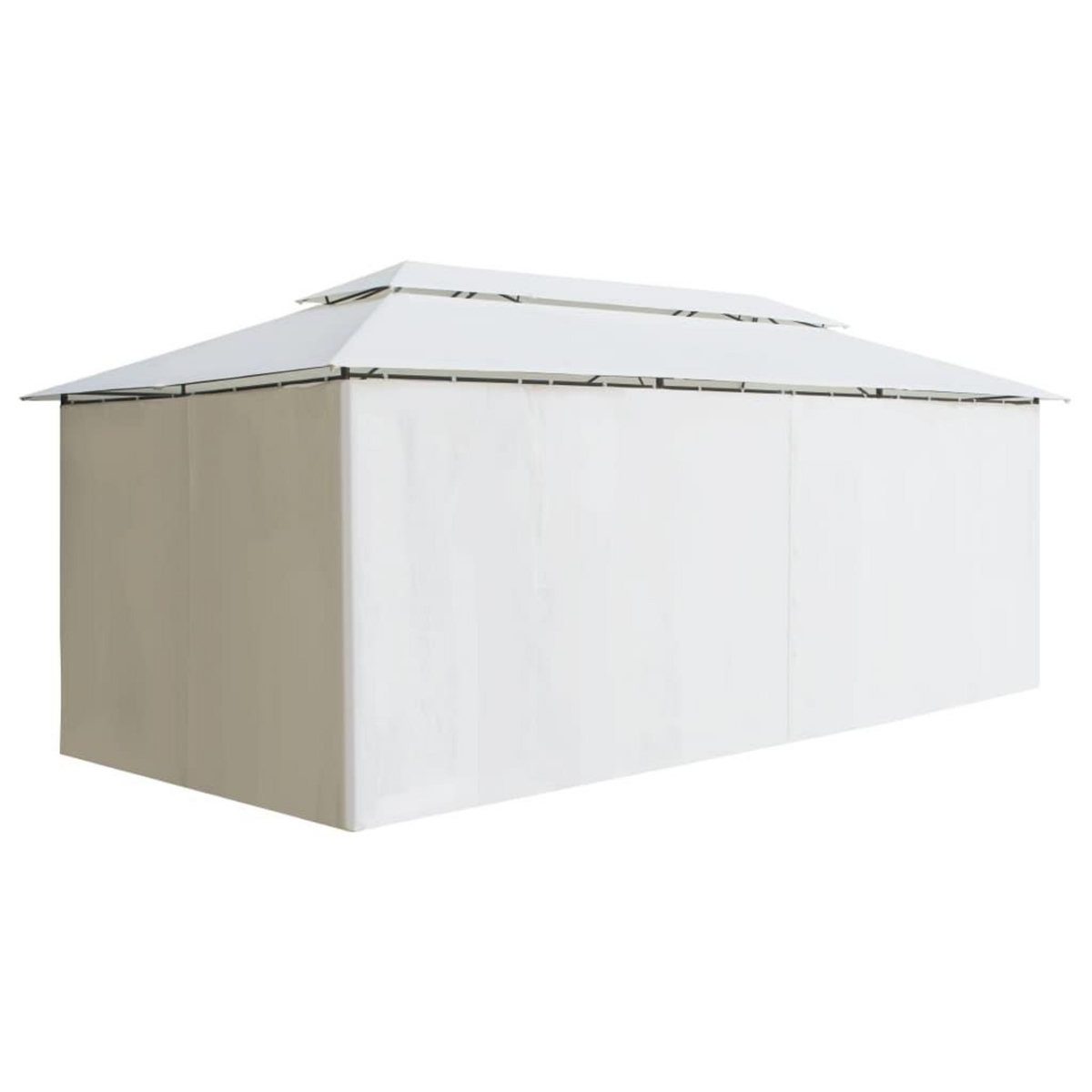 VIDAXL Belvedere avec rideaux 600x298x270 cm Blanc 180 g/m^2