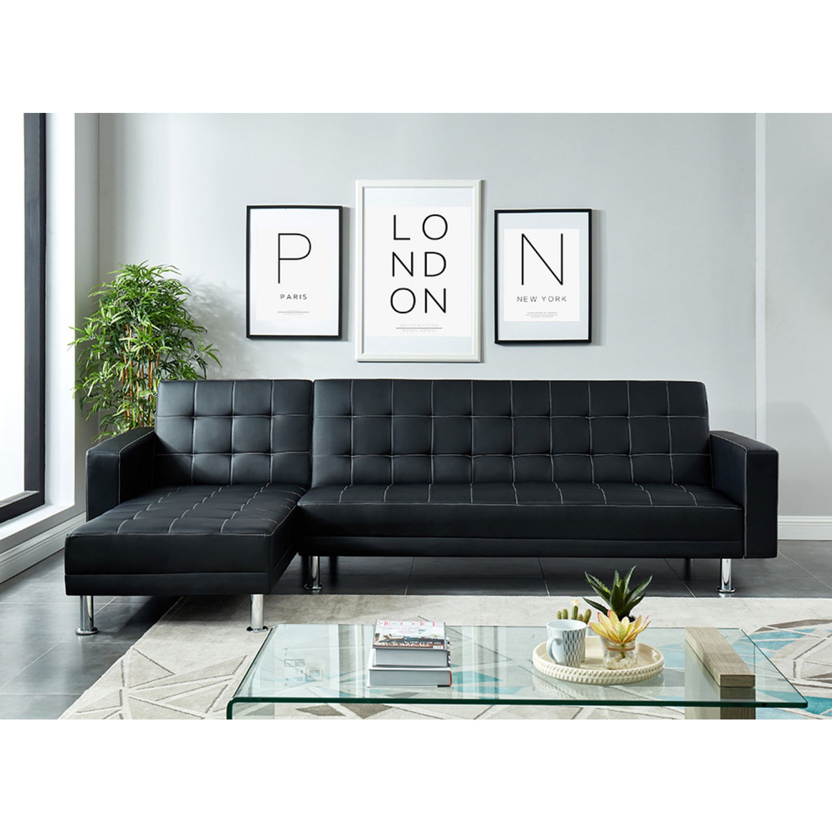 Canapé d'angle convertible réversible 4 places simili LUXOR XXL