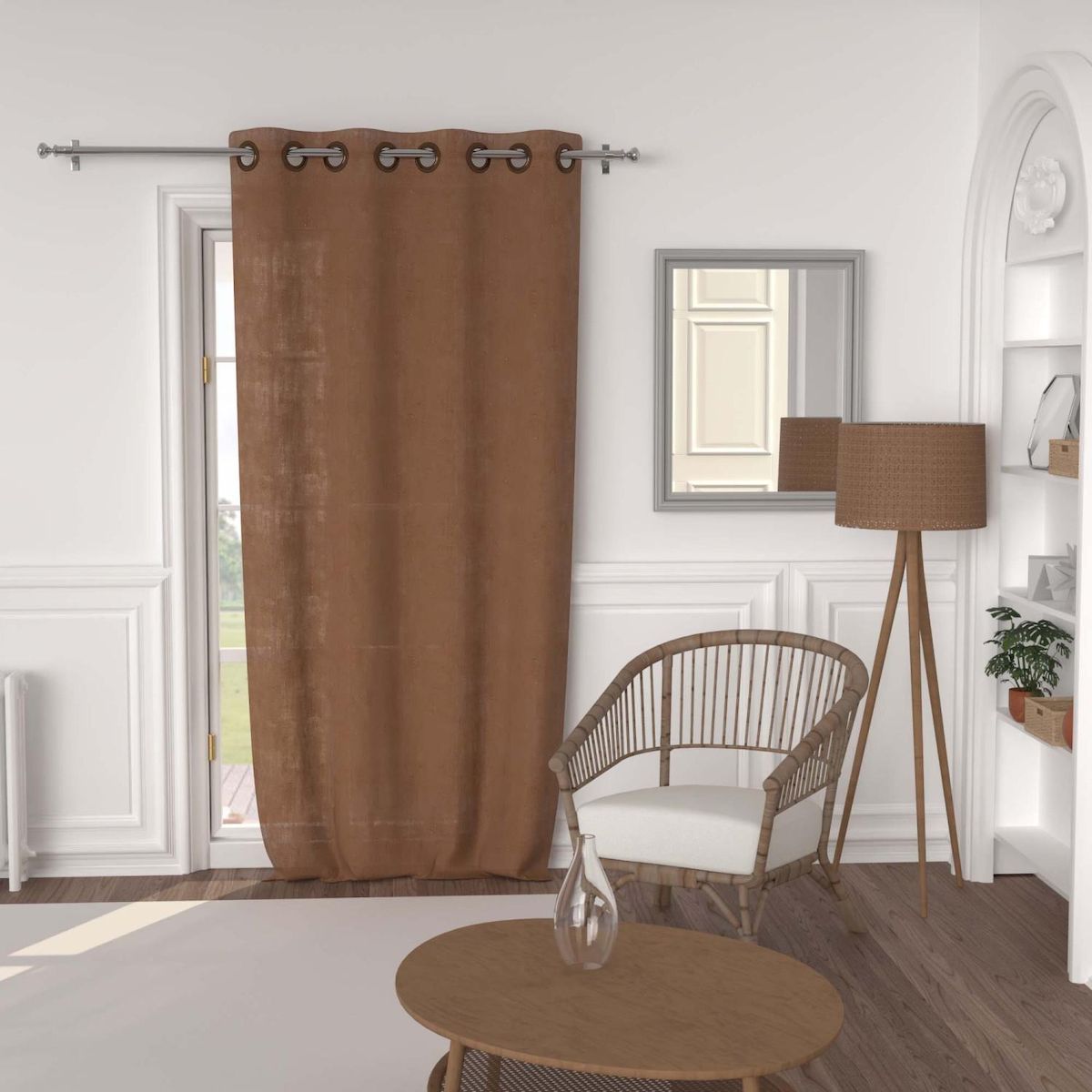 SOLEIL D'OCRE Voile à oeillets lin coton 135x250 cm LINO, par Soleil d'Ocre