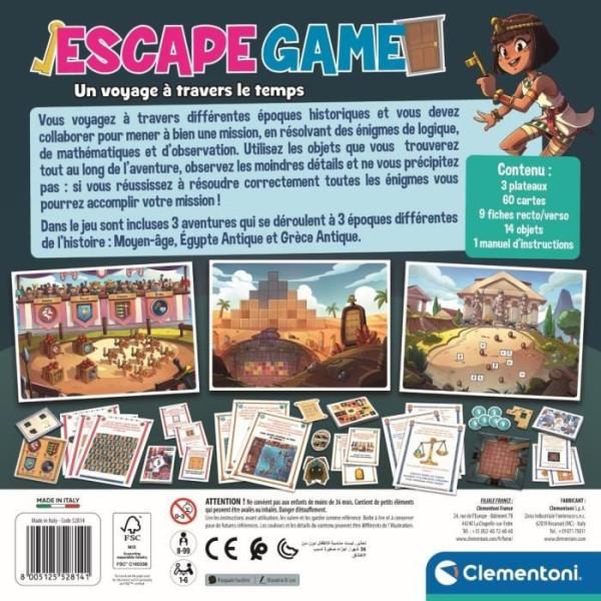Voir la diapositive 3 : CLEMENTONI Clementoni - Escape Game voyage dans le temps - 3 aventures - Dés 8 ans