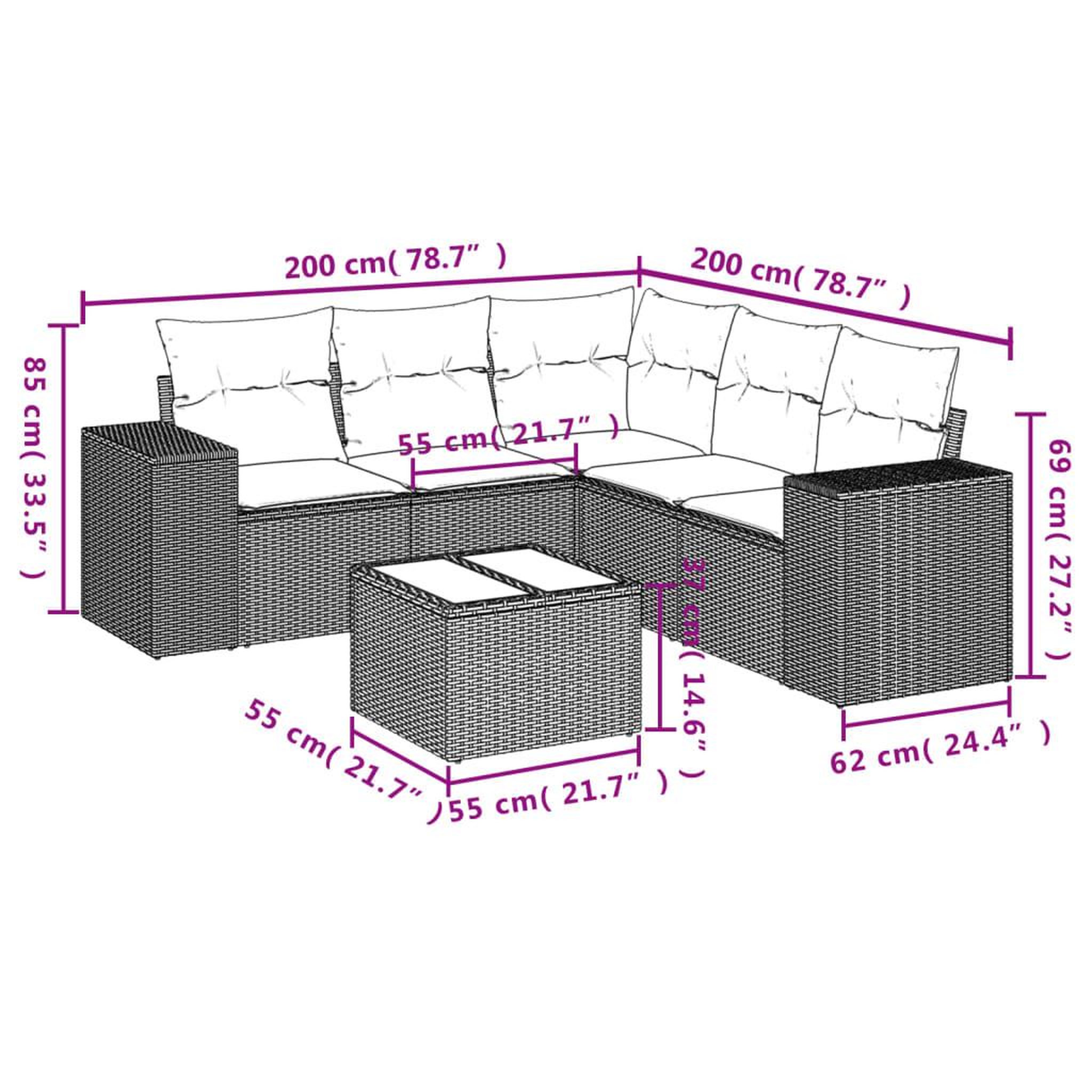 Voir la diapositive 4 : VIDAXL Salon de jardin avec coussins 6 pcs marron resine tressee