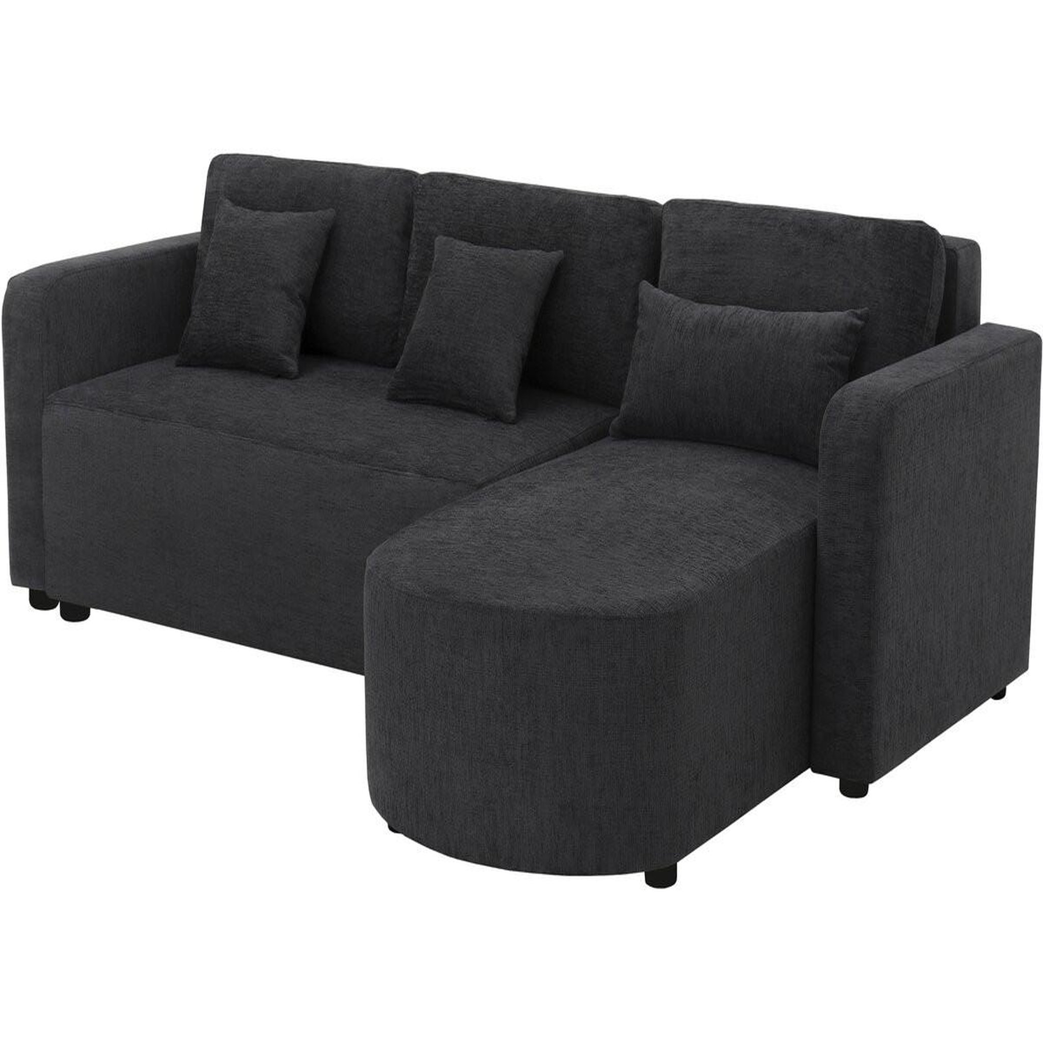 Habitat et Jardin Canapé d'angle convertible/réversible en tissu  charles  - 3 places - noir