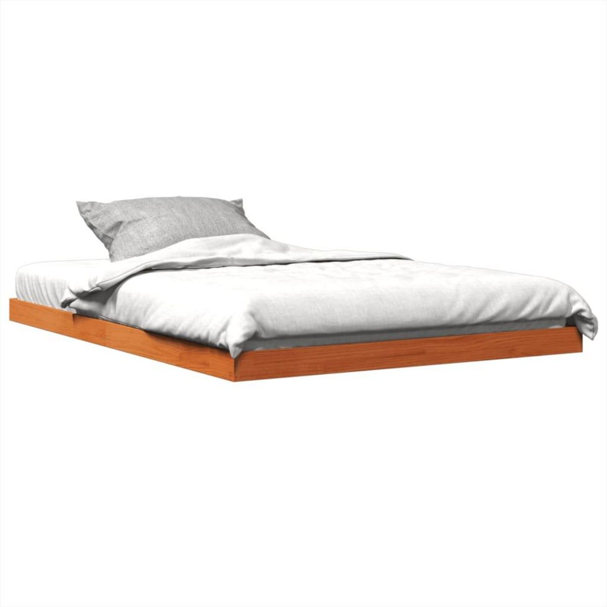 VIDAXL Cadre de lit sans matelas cire marron 135x190cm bois pin massif