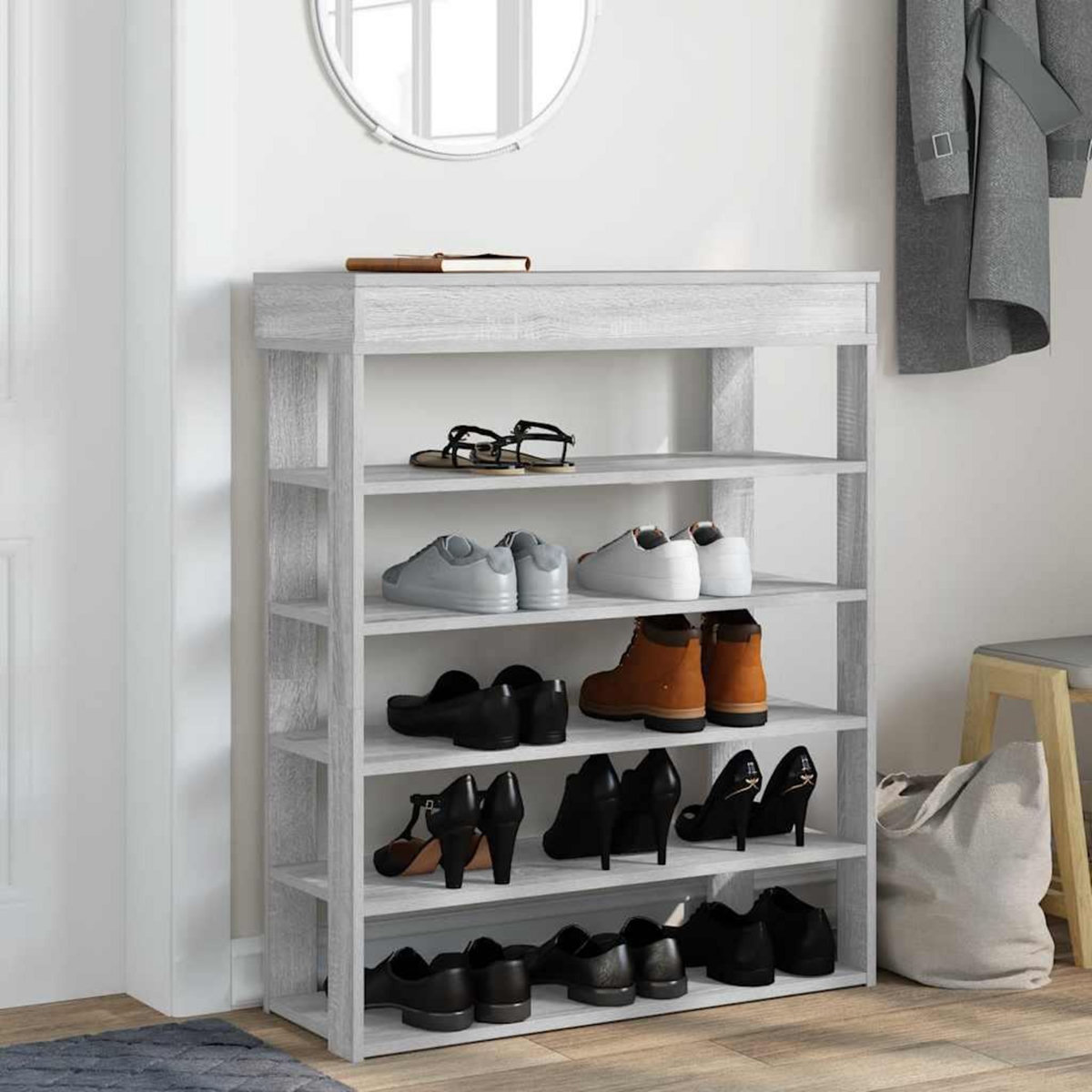 VIDAXL Etagere a chaussures sonoma gris 80x30x98 cm bois d'ingenierie