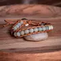 SLOYA Bracelet Facelia en pierres Amazonite et cuir véritable