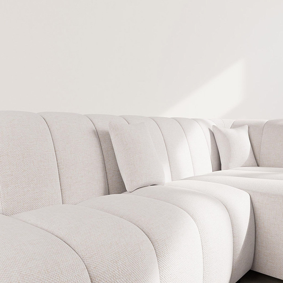 LISA DESIGN Curtis - canapé d'angle droit 4 places sans accoudoir en tissu texturé