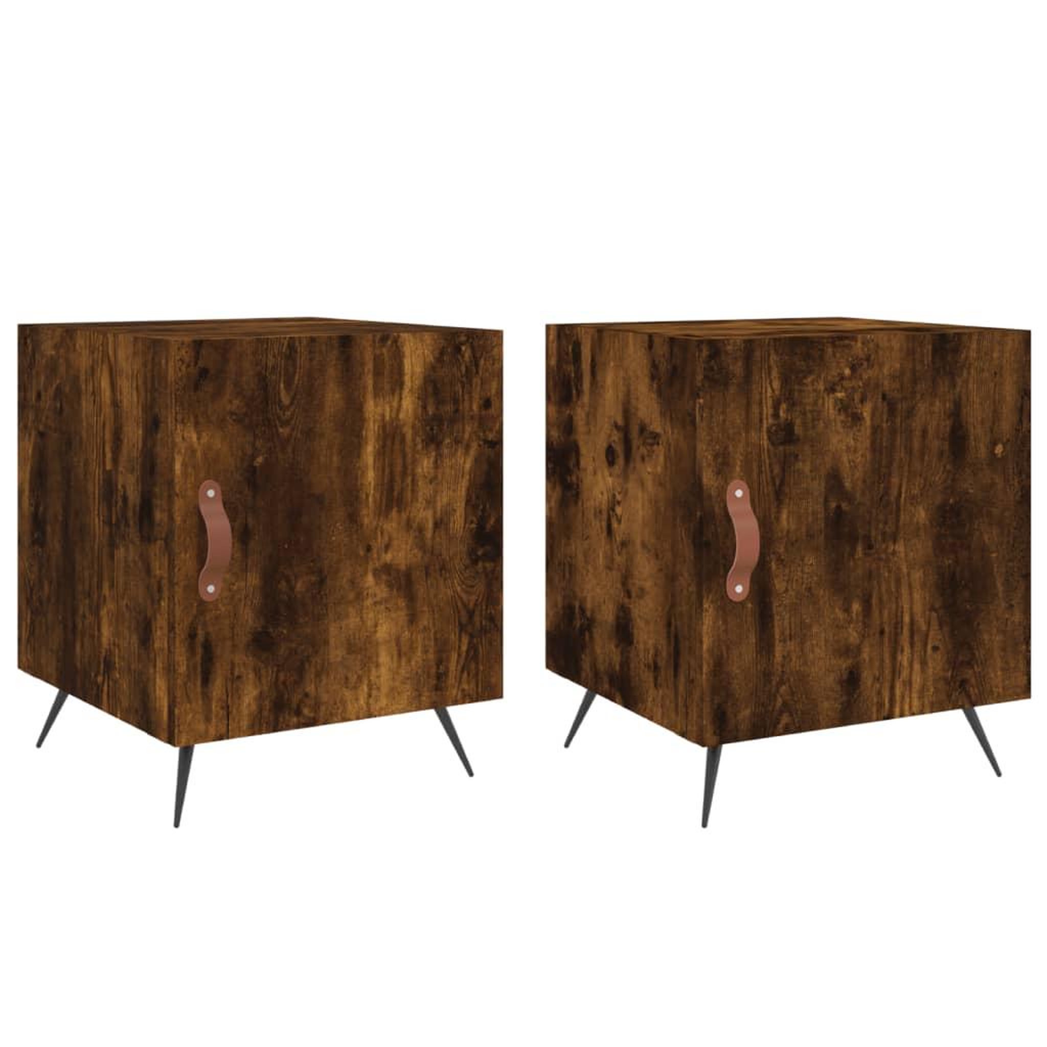 Voir la diapositive 2 : VIDAXL Tables de chevet 2 pcs chene fume 40x40x50 cm bois d'ingenierie