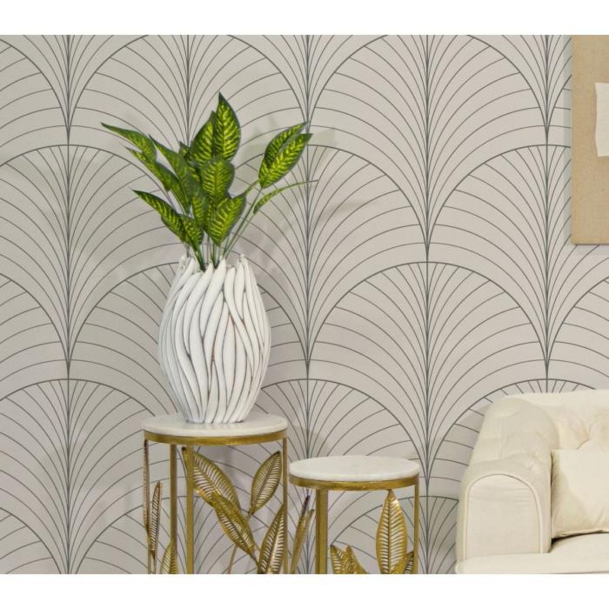 Paris Prix Vase Design en Relief  Honduras  41cm Blanc