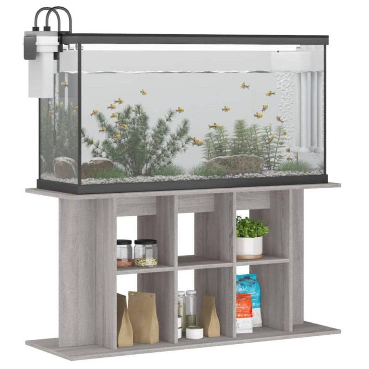 VIDAXL Support pour aquarium sonoma gris 120x40x60cm bois d ingénierie
