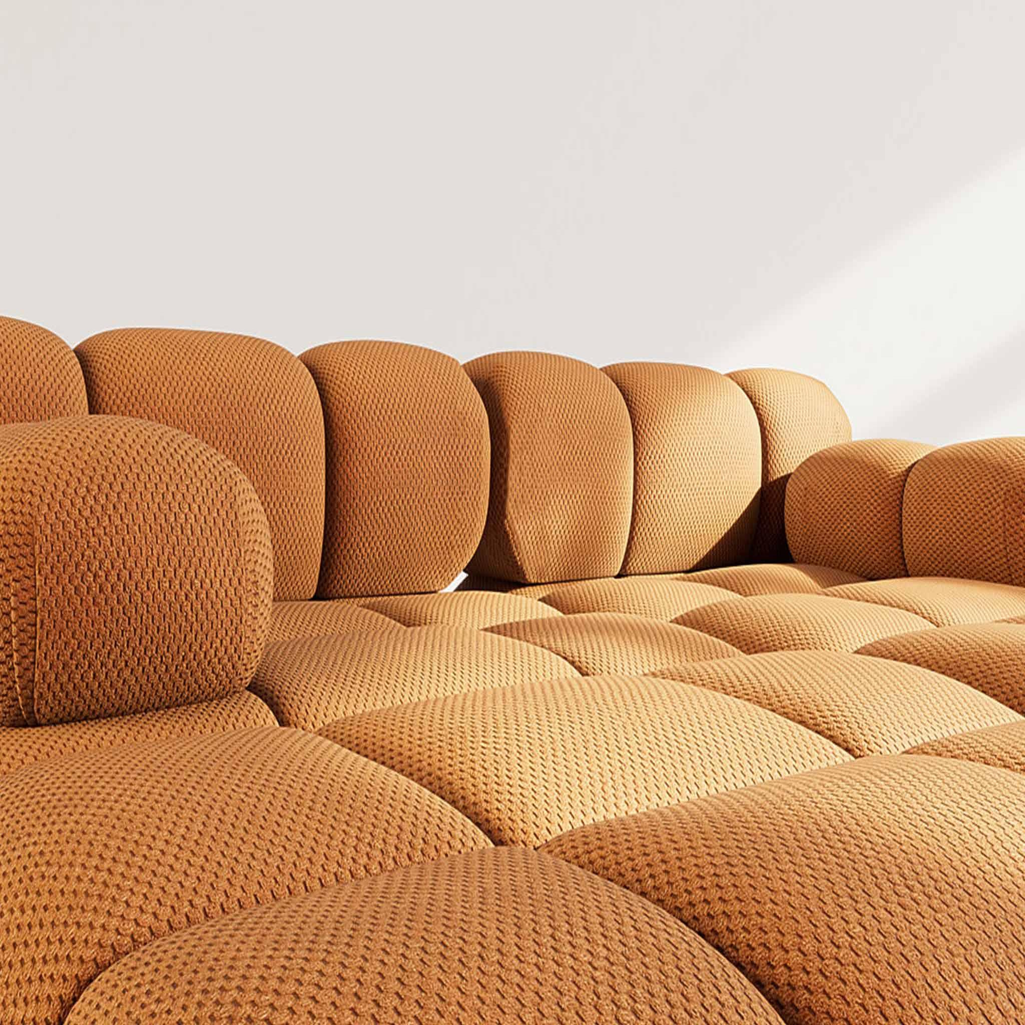 Voir la diapositive 4 : LISA DESIGN Ruby - canapé droit 4 places avec double méridienne - assise profonde - en velours texturé