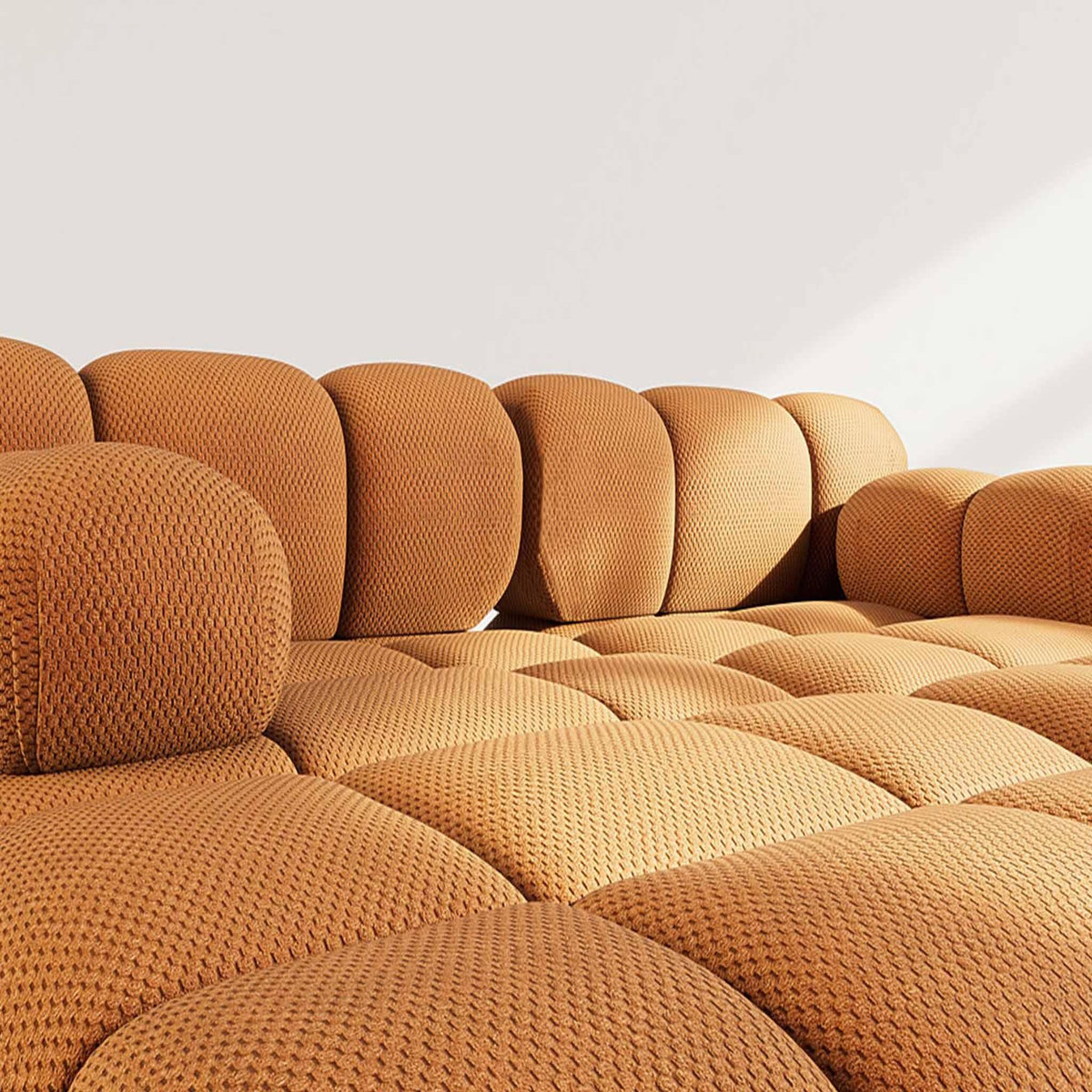 LISA DESIGN Ruby - canapé droit 4 places avec double méridienne - assise profonde - en velours texturé