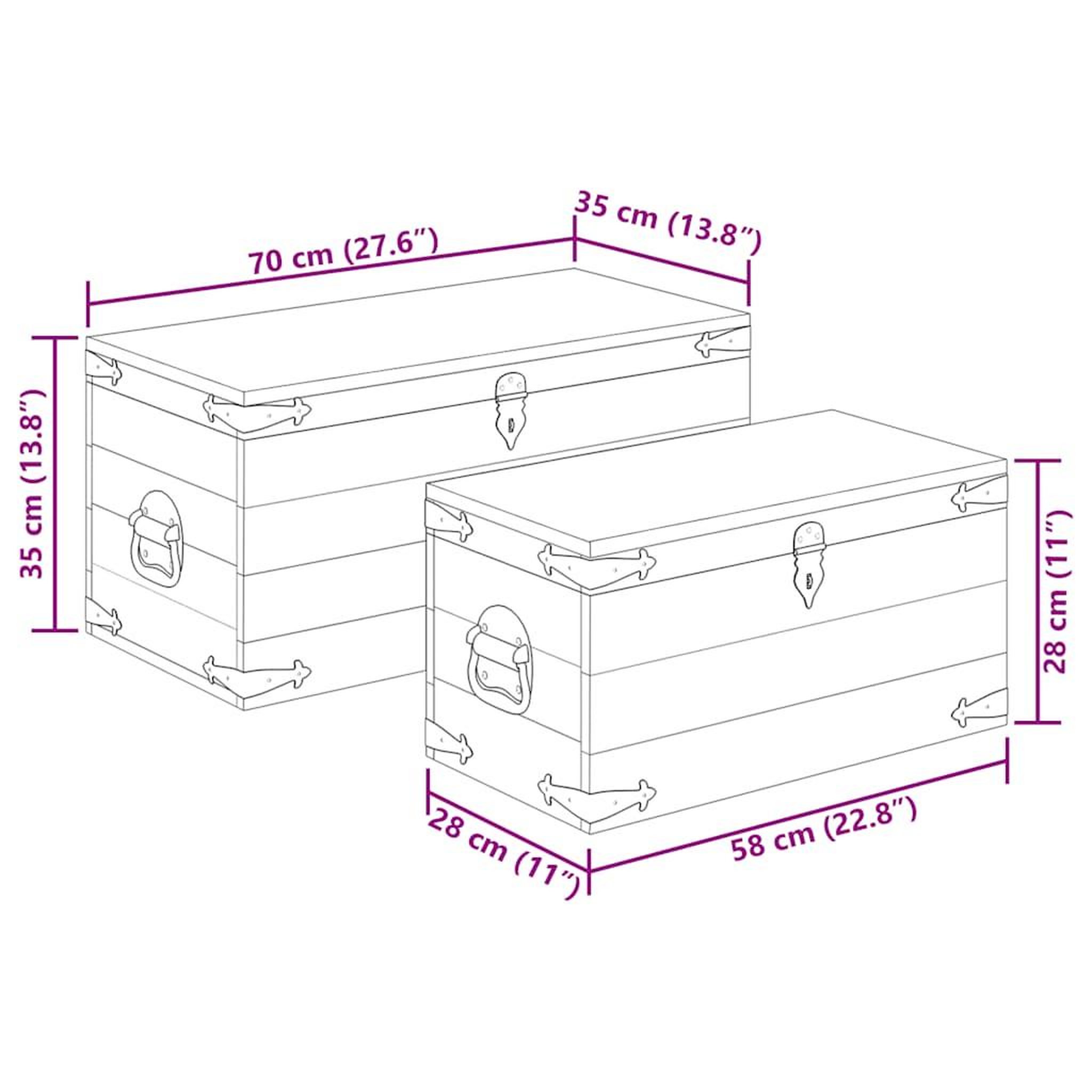 Voir la diapositive 3 : VIDAXL Coffre de rangement 2 pcs Bois de manguier brut
