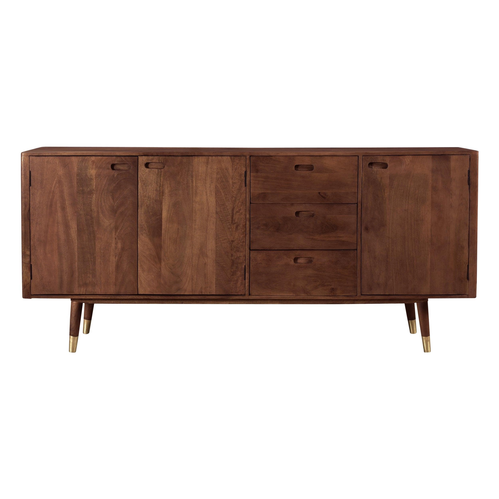 MAISON PAVANE Buffet en bois massif 3 portes 3 tiroirs et détails dorés-colombo