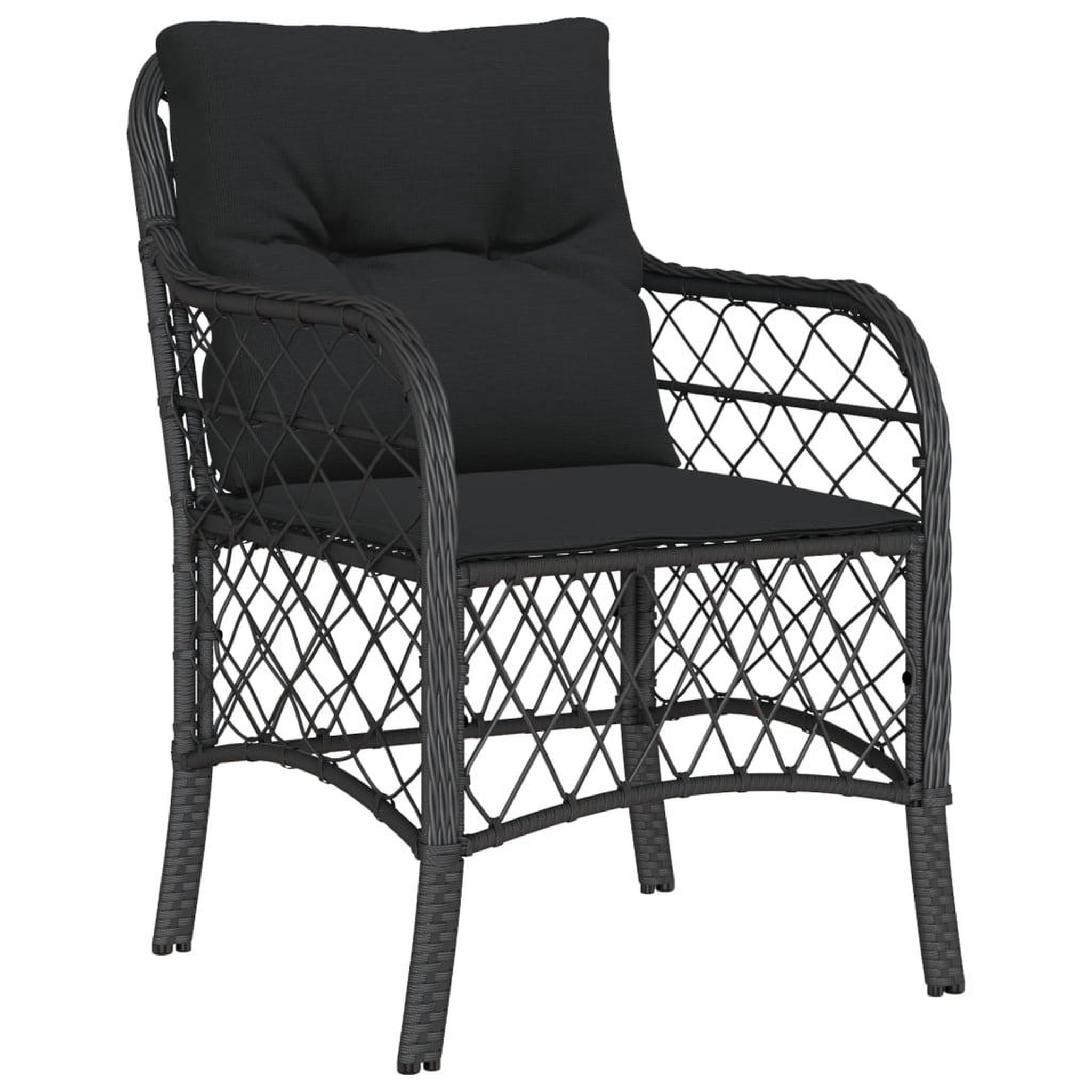 Voir la diapositive 3 : VIDAXL Ensemble de bistro 3 pcs avec coussins noir resine tressee