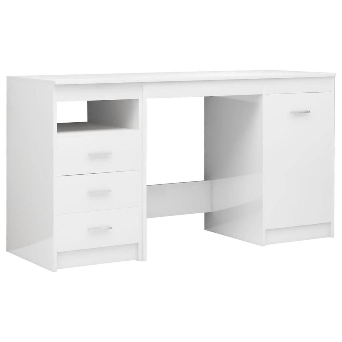 VIDAXL Bureau Blanc brillant 140x50x76 cm Bois d'ingenierie