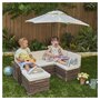 Kidkraft Ensemble jardin pour enfant - Canapé et table en bois avec coussins -Ecru
