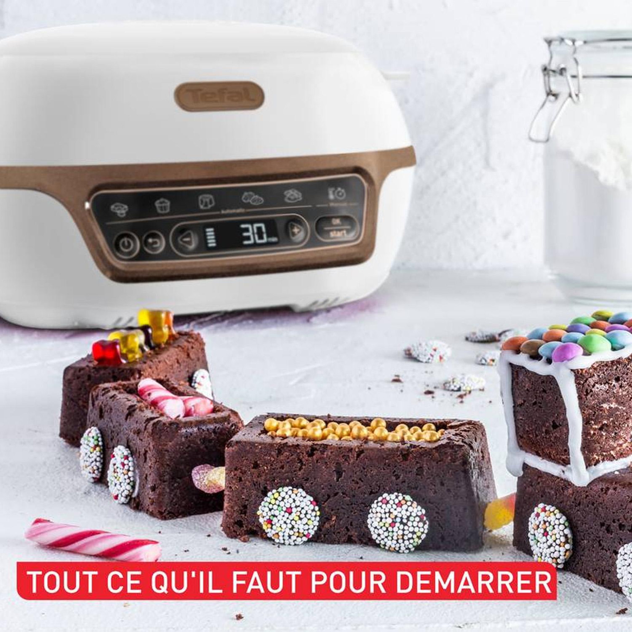 Voir la diapositive 6 : TEFAL Machine à gâteau 1100w marron/blanc - kd8001f0