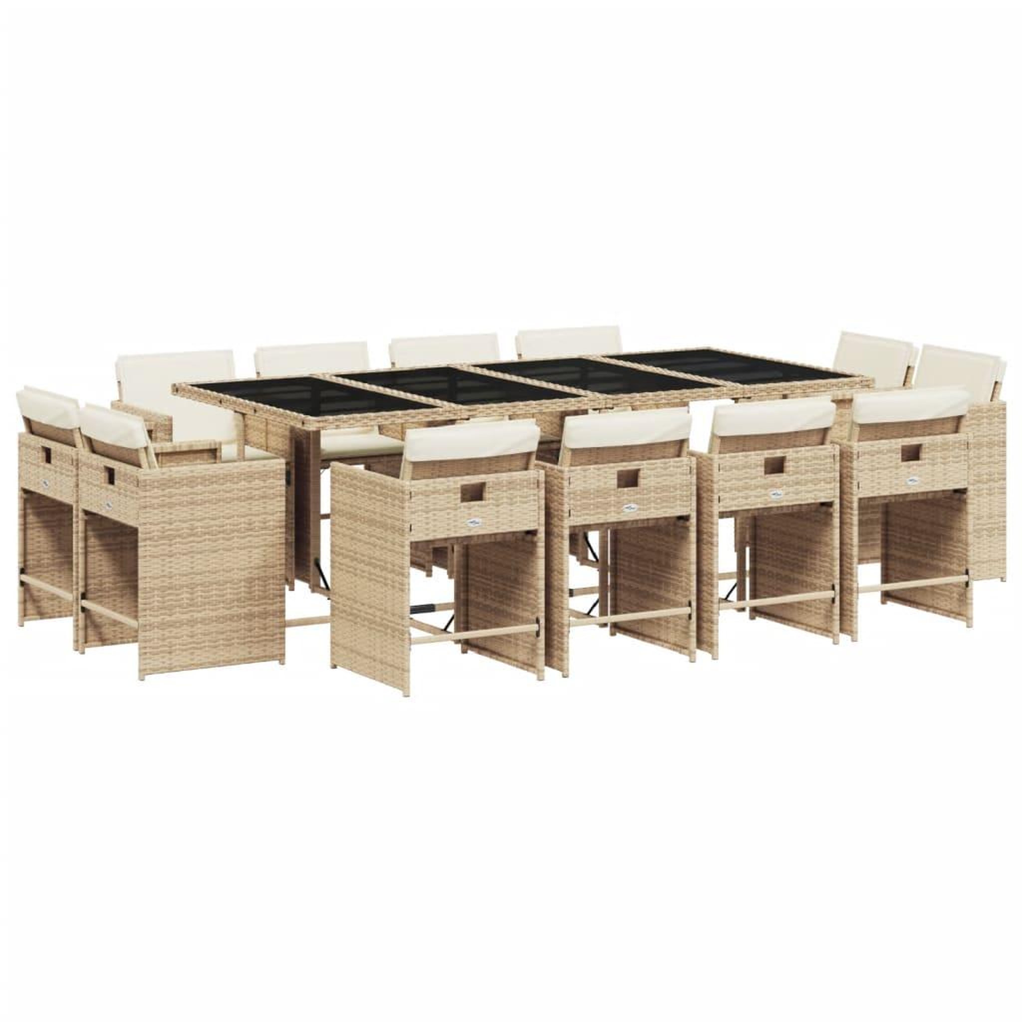 Voir la diapositive 2 : VIDAXL Ensemble a manger de jardin et coussins 13 pcs beige