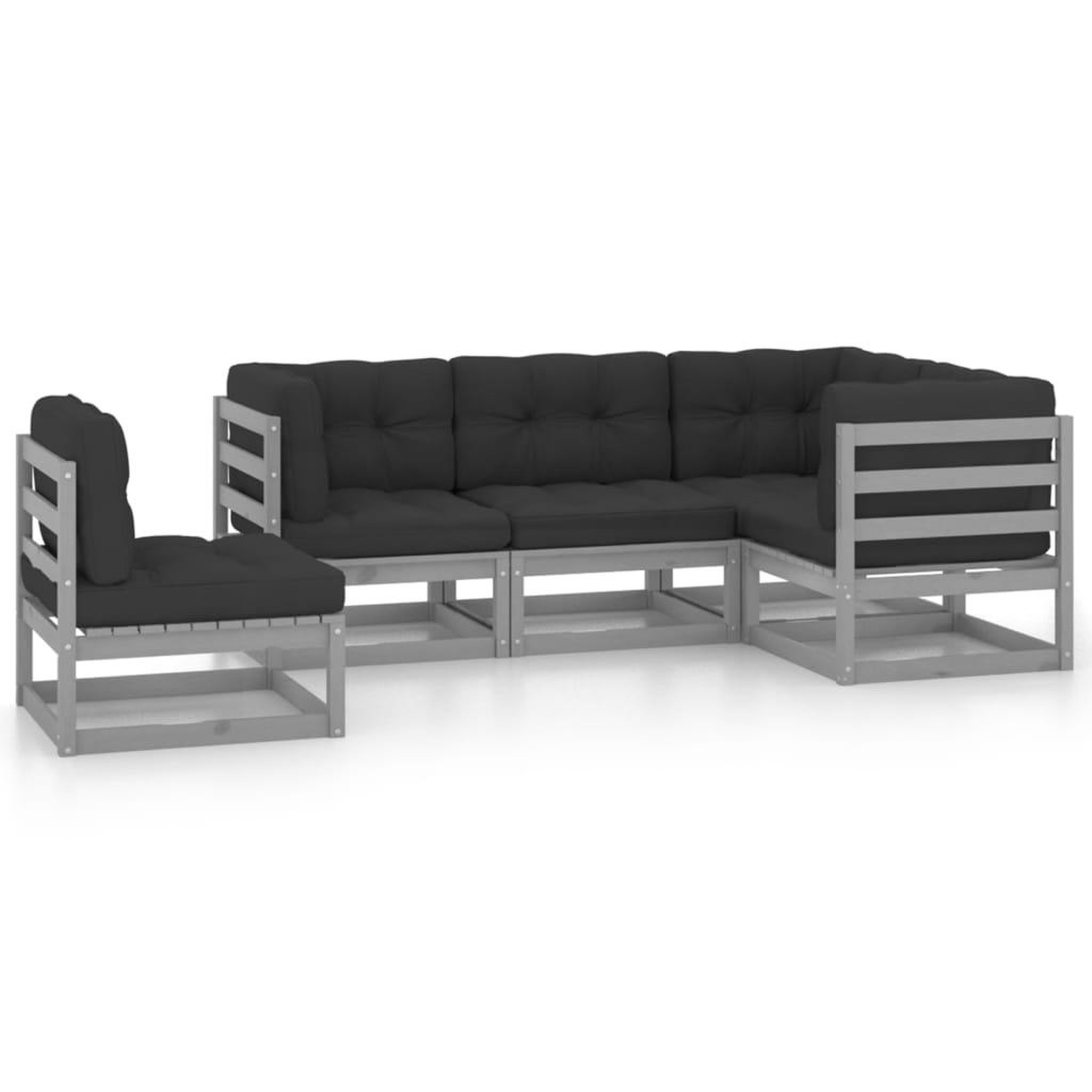 Voir la diapositive 2 : VIDAXL Salon de jardin 5 pcs avec coussins Bois de pin massif