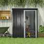 Voir la diapositive 2 : OUTSUNNY Abri de jardin - remise pour outils - cabanon porte coulissante - dim. 163L x 89l x 182H cm - tôle d'acier noir blanc