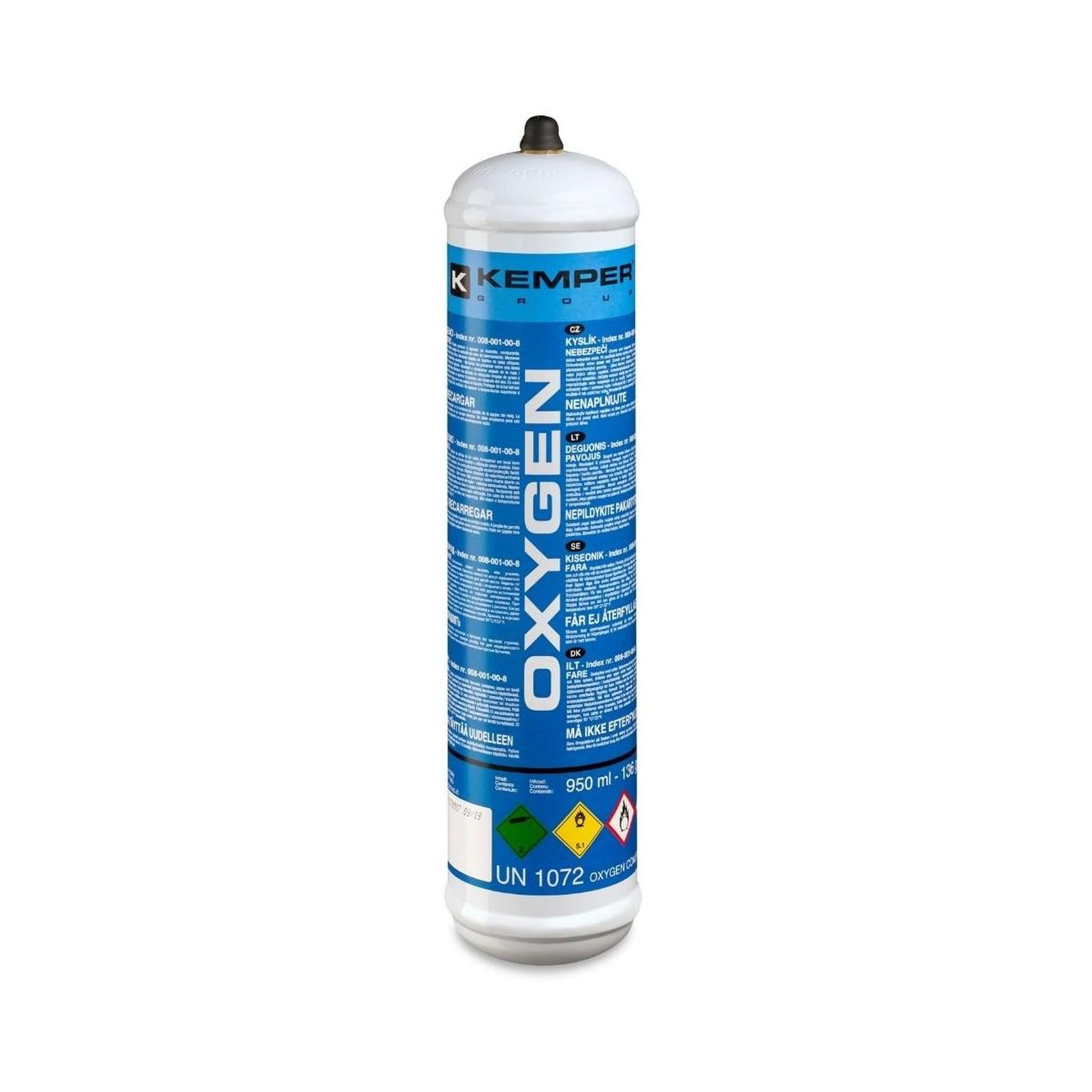 Kemper Bouteille Oxygène 110 Bar Jetable M10x1 – Recharge Cartouche Oxygaz 110 L pour Chalumeau Bi-Gaz, Soudure & Brasage KEMPER