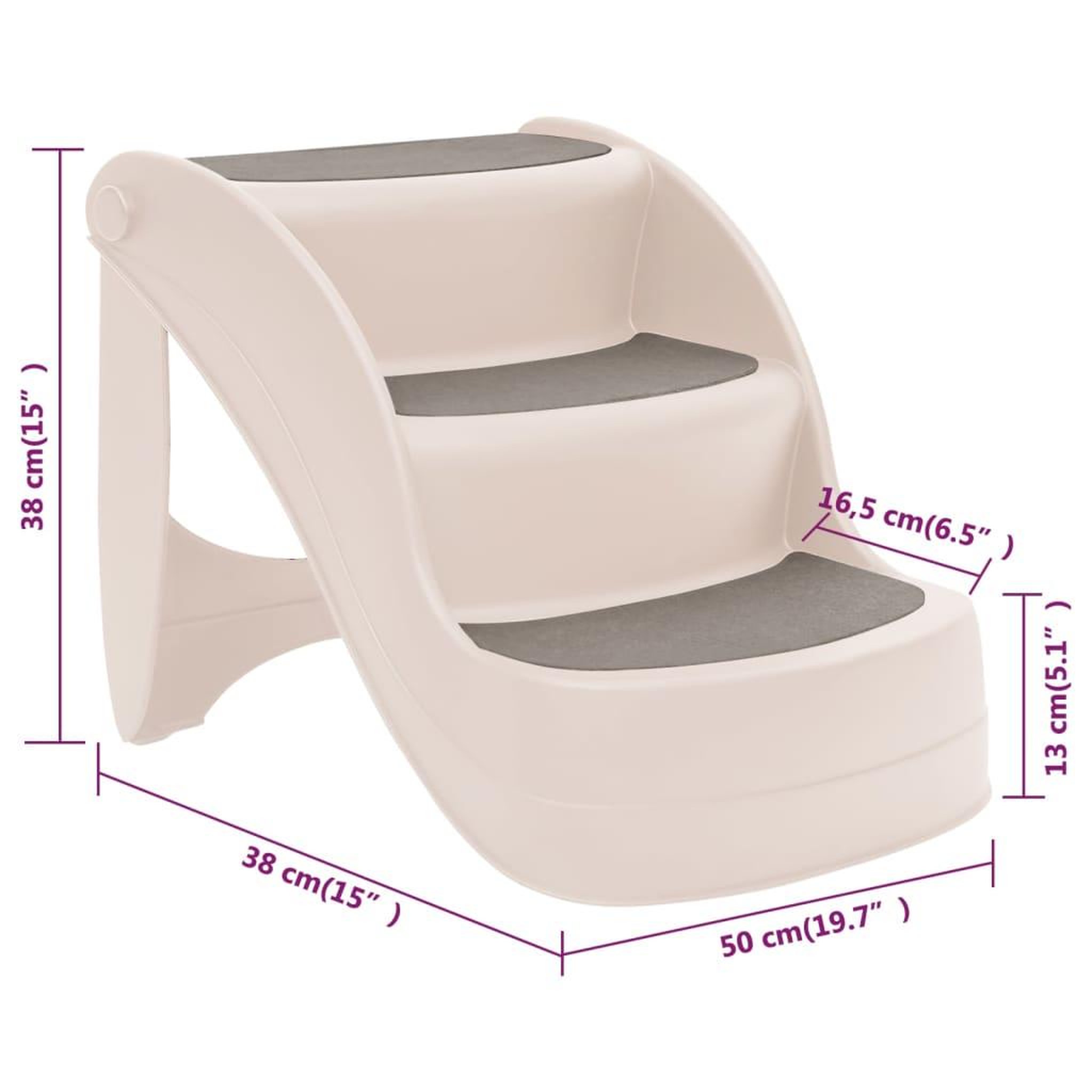 Voir la diapositive 6 : VIDAXL Escalier pliable 3 marches pour chien Creme 50x38x38 cm