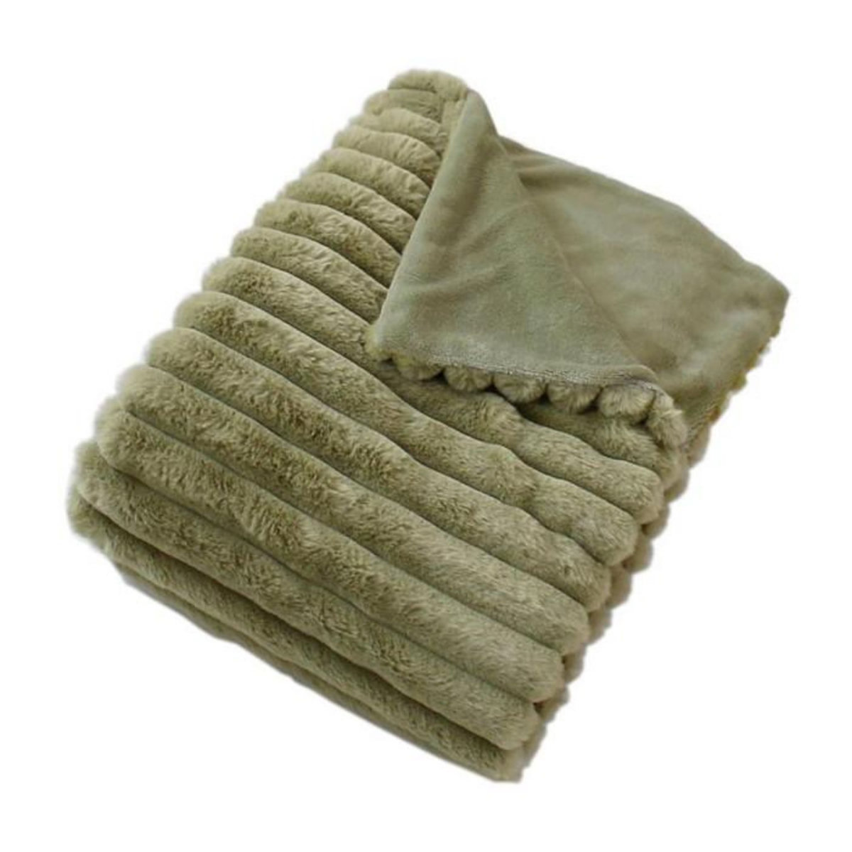 Paris Prix Plaid Imitation Fourrure  Matisse  125x150cm Vert Olive