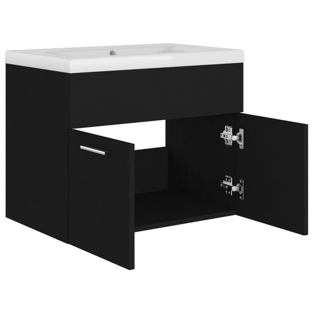 VIDAXL Armoire d'evier avec lavabo integre Noir Agglomere