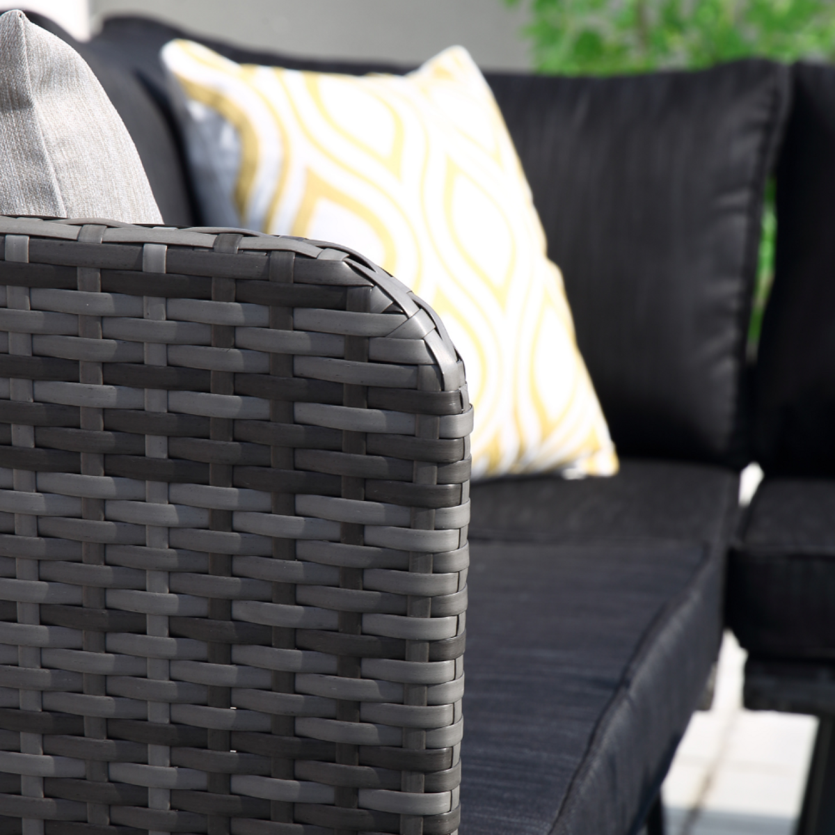 CONCEPT USINE salon de jardin 9 places résine tressée anthracite BARACOA