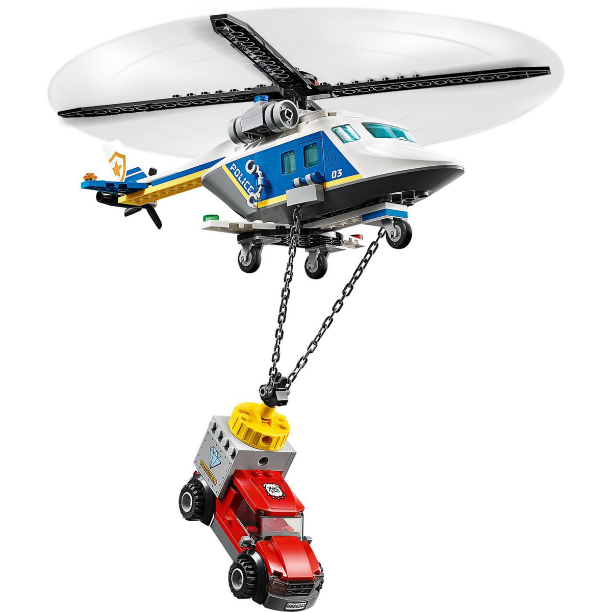 LEGO City 60243 L'Arrestation en Hélicoptère, Jouet, Moto et Camion, Minifigurine Policier