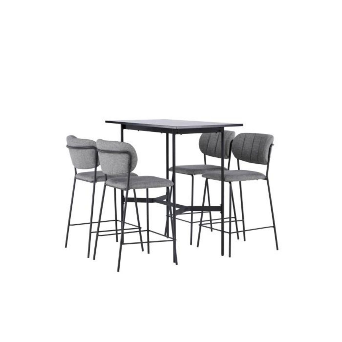 Paris Prix Ensemble Table de Bar & 4 Chaises  Rax & Bell  120cm Noir & Gris