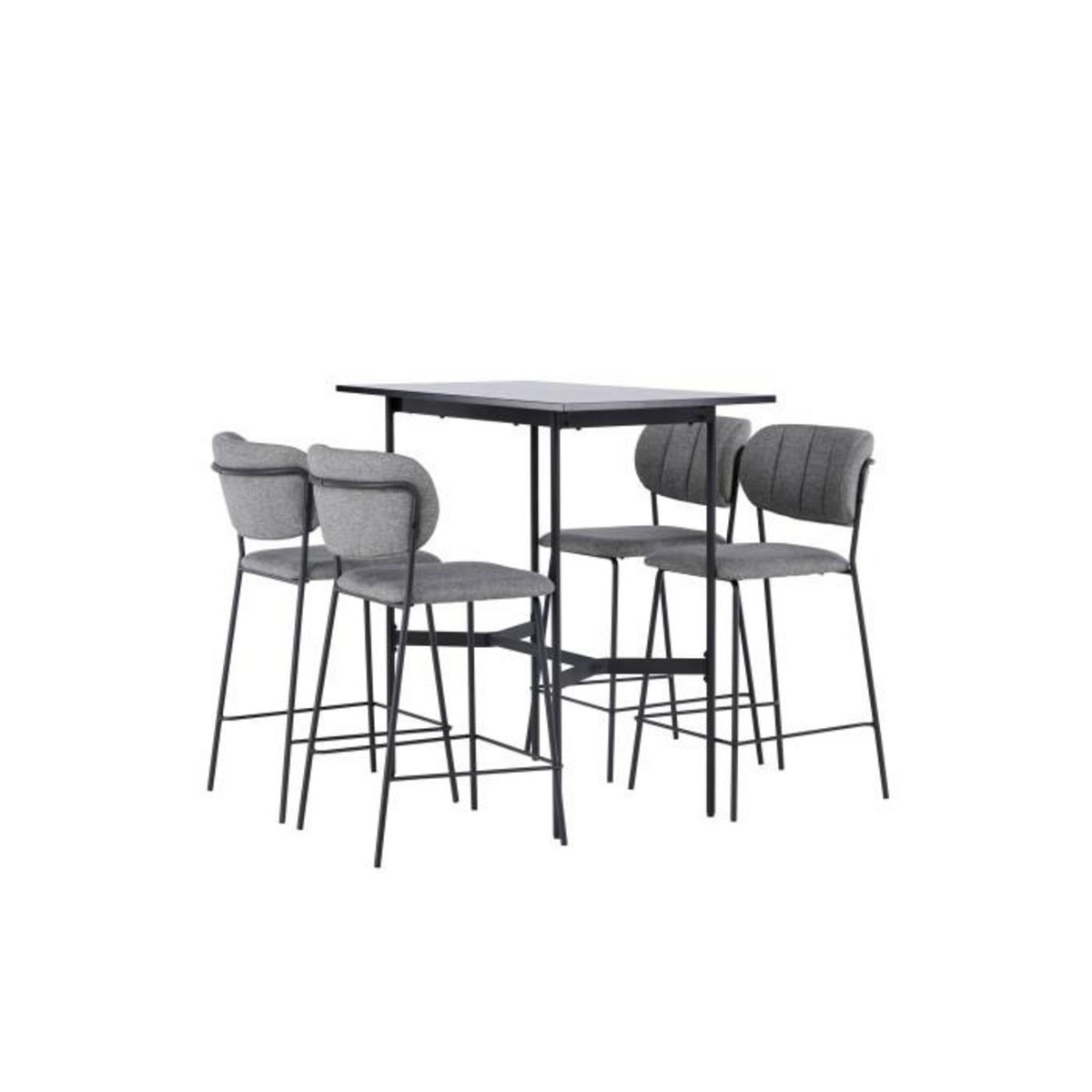 Paris Prix Ensemble Table de Bar & 4 Chaises  Rax & Bell  120cm Noir & Gris