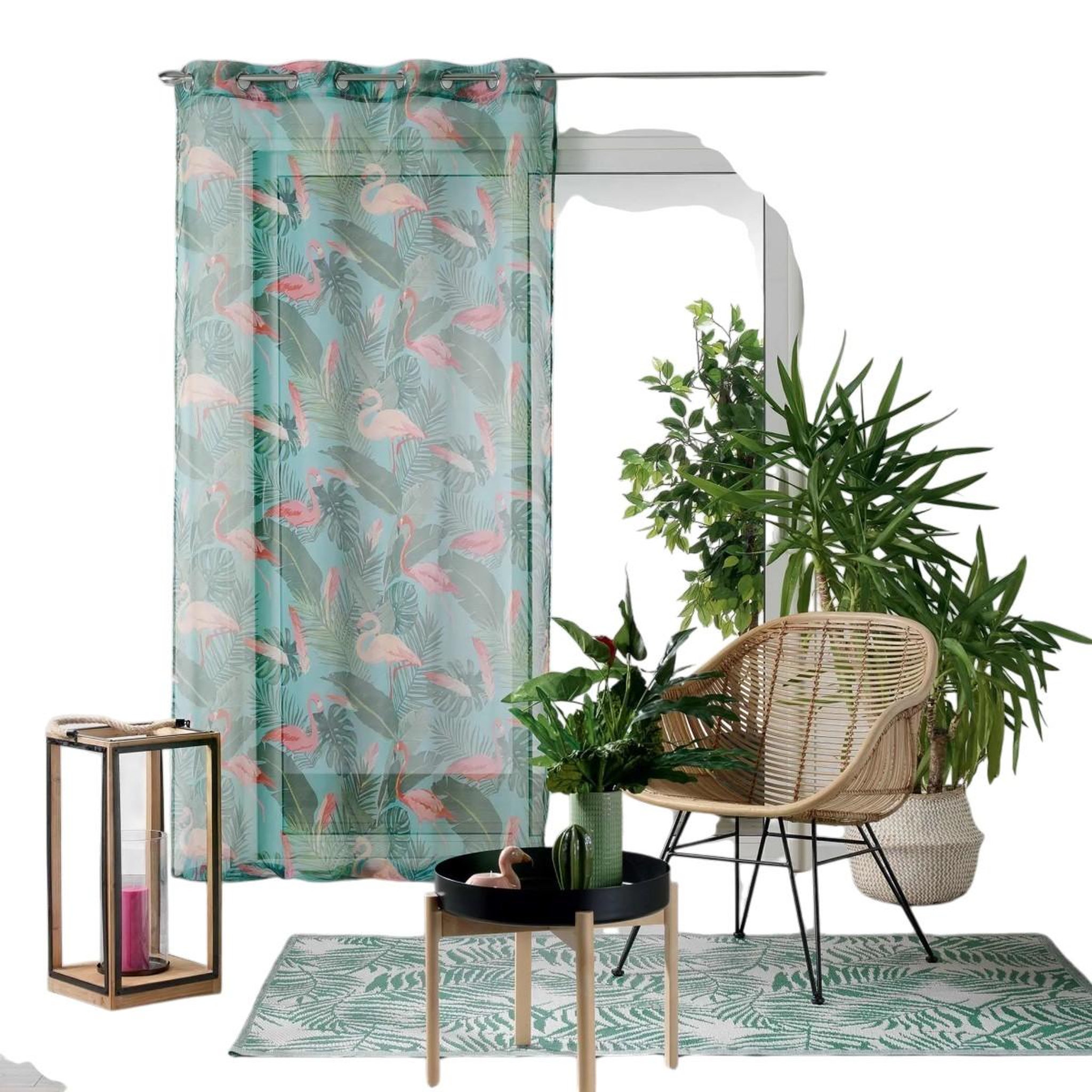 Eden Panneau a oeillets rideau voile zootica turquoise 140 x 240 cm