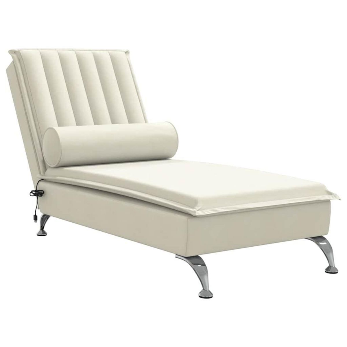 VIDAXL Chaise longue de massage avec traversin creme velours