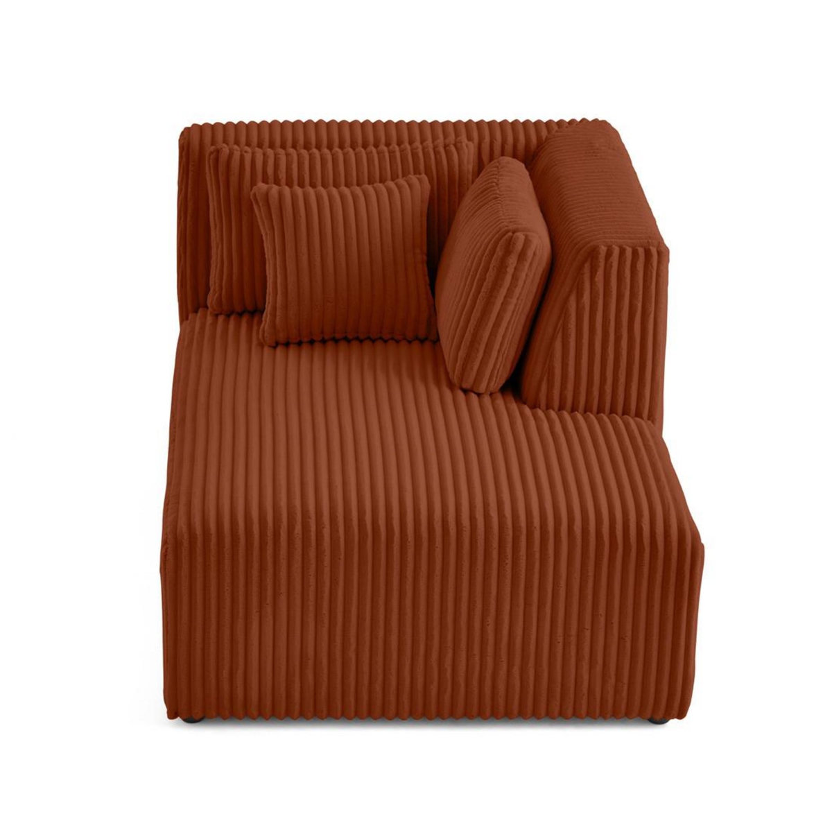 LISA DESIGN Victoire - module d'assise méridienne droit en velours côtelé grosses côtes