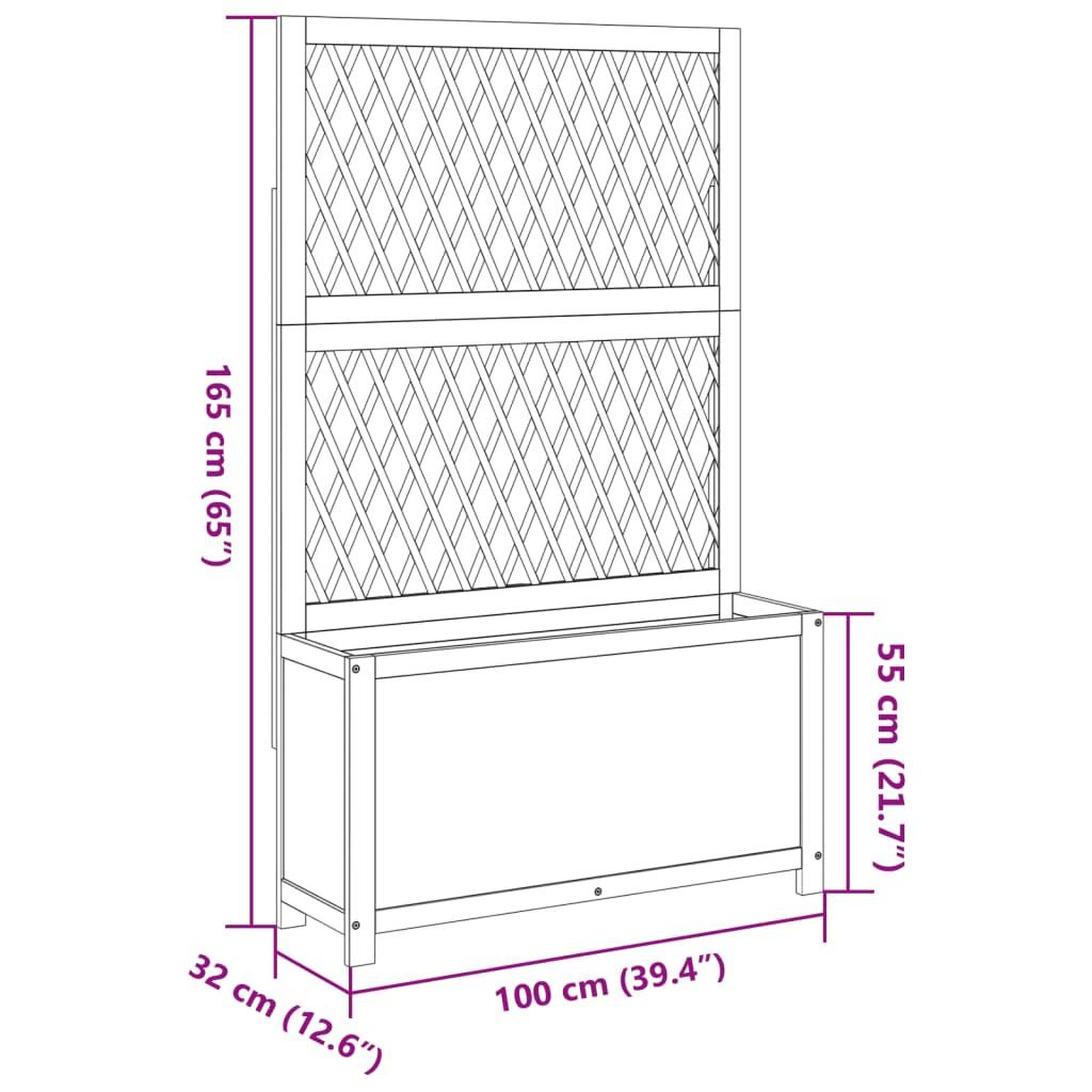 Voir la diapositive 6 : VIDAXL Jardiniere avec treillis 100x32x165 cm bois massif d'acacia
