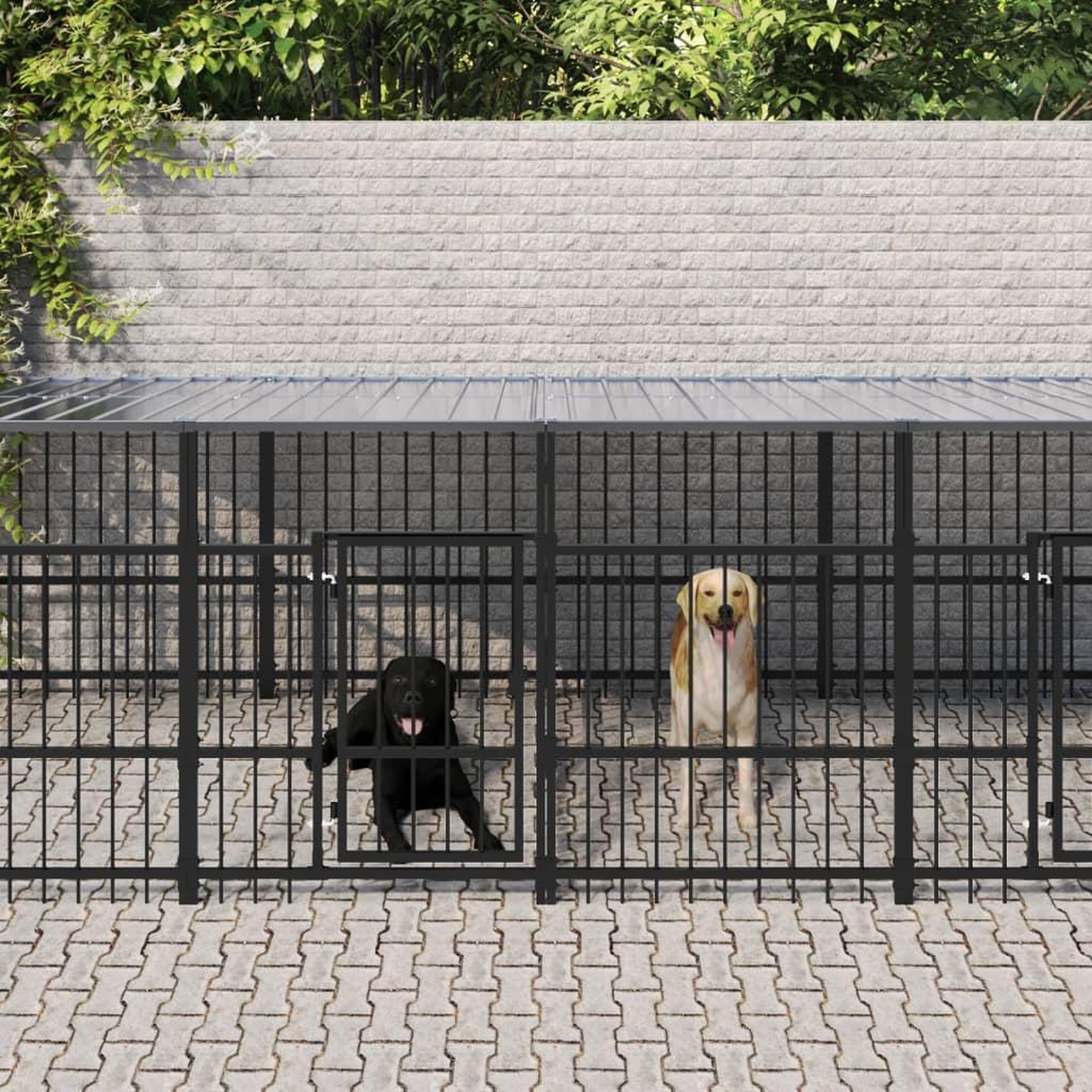 VIDAXL Chenil d'exterieur avec toit pour chiens Acier 18,77 m²