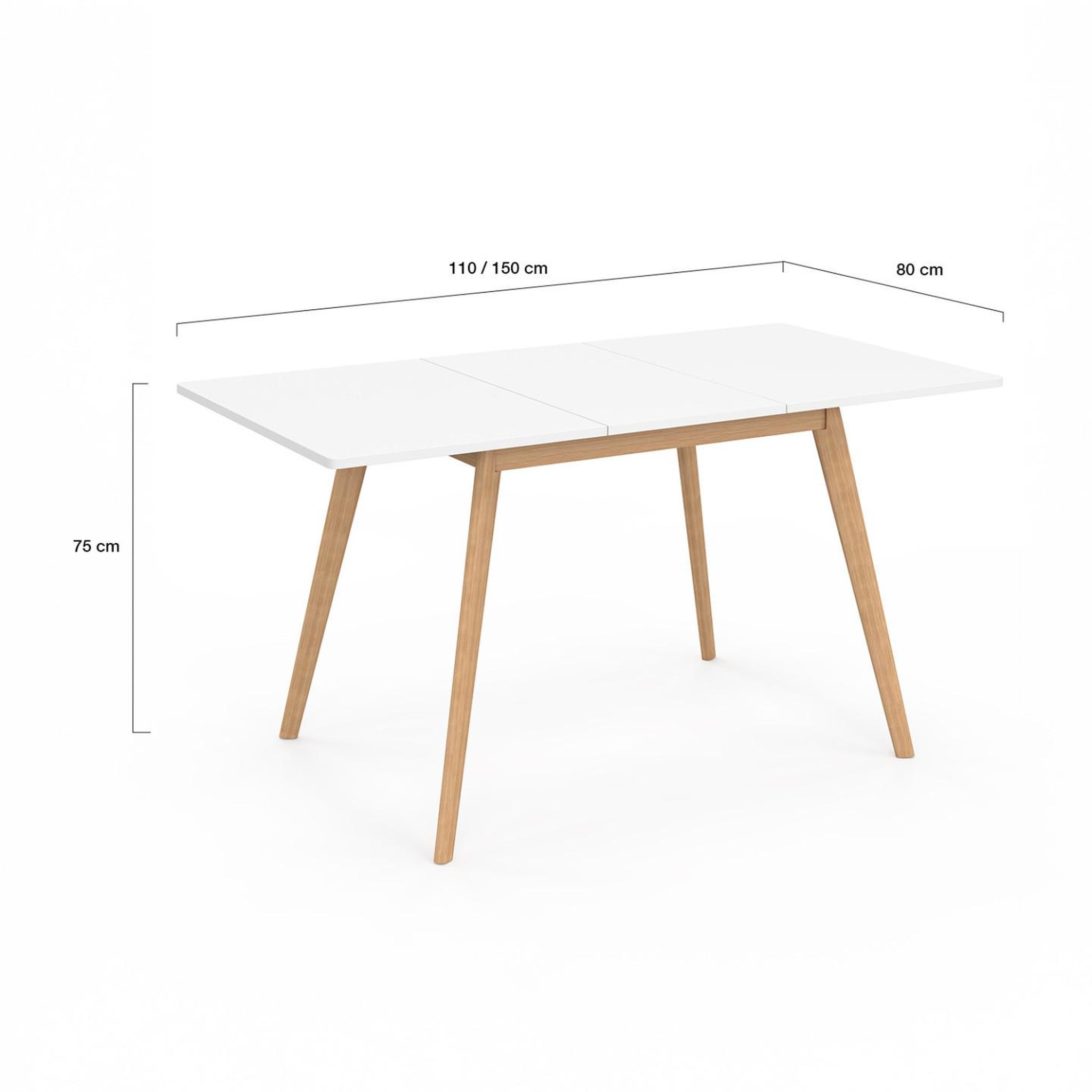 Voir la diapositive 6 : ID MARKET Table scandinave extensible rectangle inga 4-8 personnes blanche 110-150 cm
