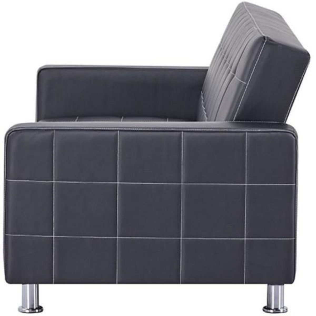 MARKET24 Canapé Droit Clic clac convertible 3 places IVANA - PU Noir - Style contemporain - L 208 x P 86 x H 80 cm