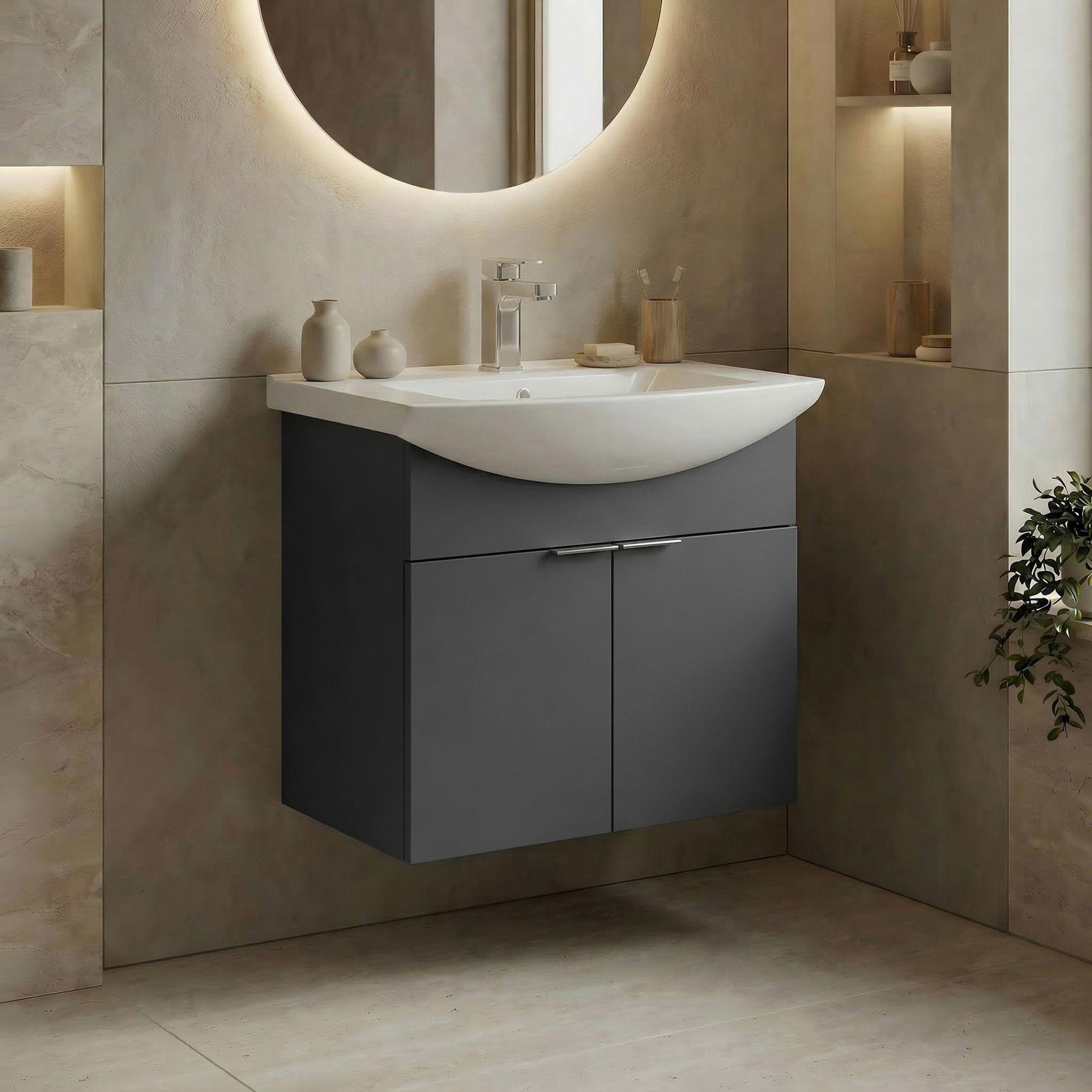 Voir la diapositive 2 : Habitat et Jardin Meuble Vasque  Purus 55  - 55 x 50 x 58 cm - Matte Anthracite