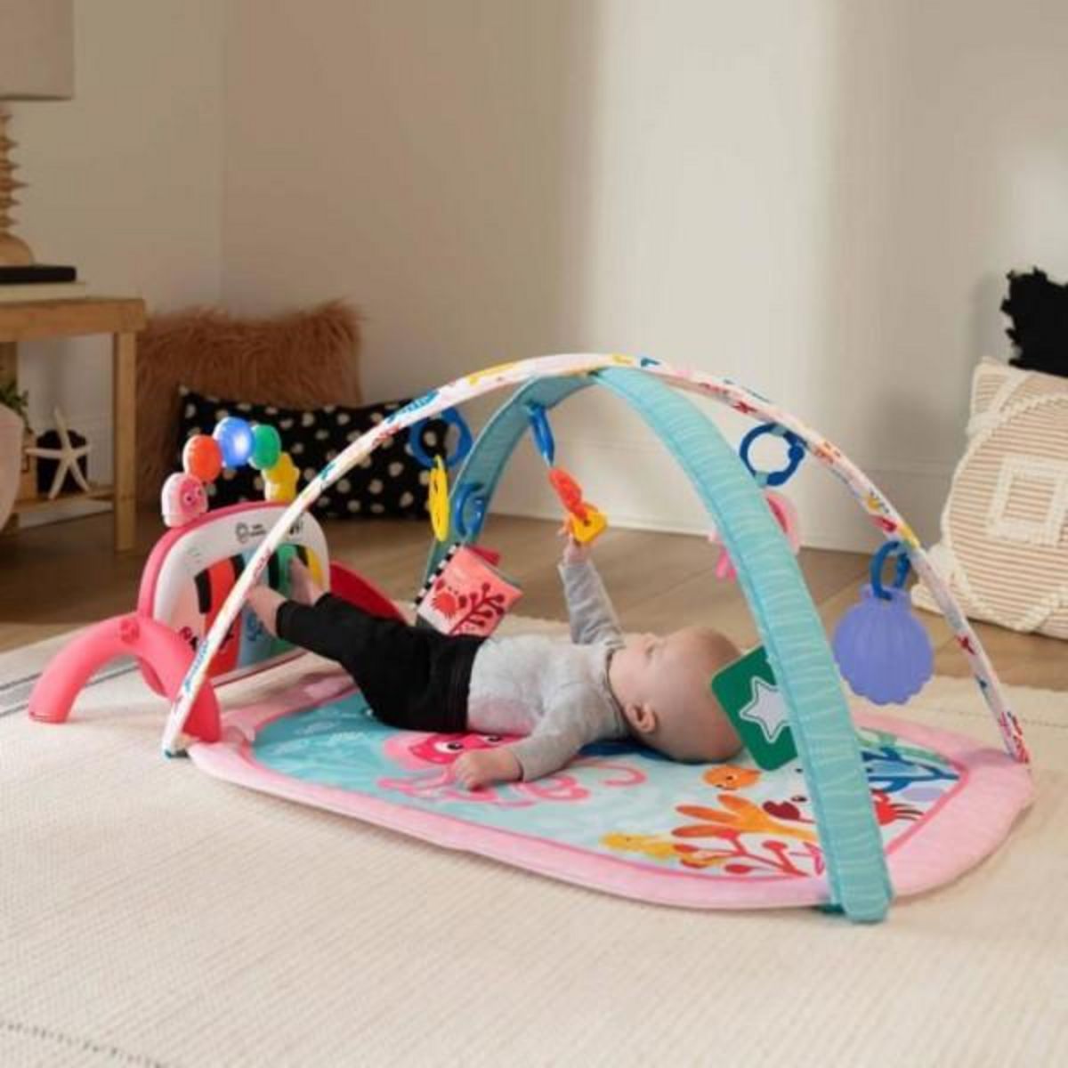 BABY EINSTEIN BABY EINSTEIN Tapis de sol éveil bébé fille évolutif 4-en-1 -Kickin' Tunes- jouet piano, arche jouets sensoriels, multilingu