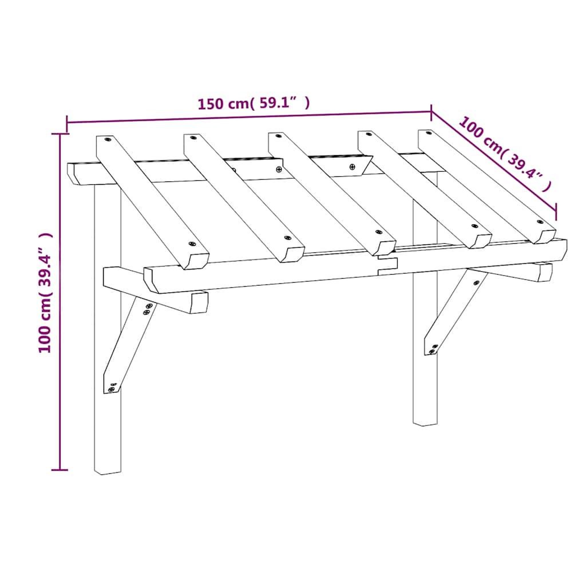 Voir la diapositive 6 : VIDAXL Auvent de porte 150x100x100 cm bois de pin solide