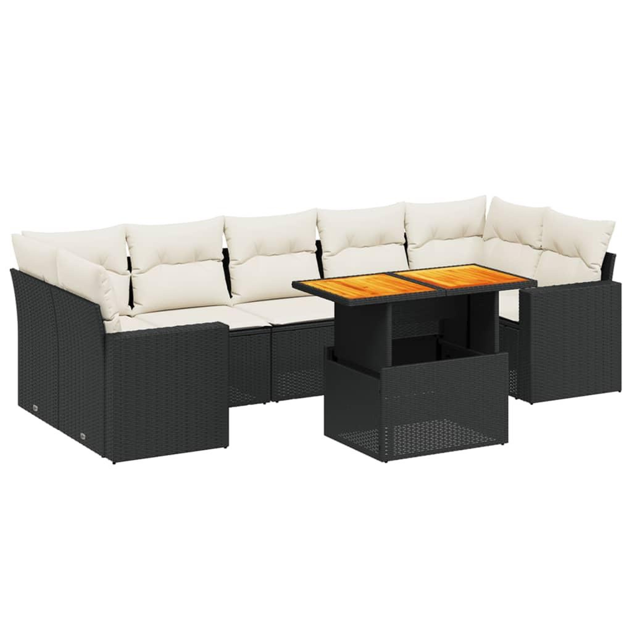 Voir la diapositive 2 : VIDAXL Salon de jardin 8 pcs avec coussins noir resine tressee