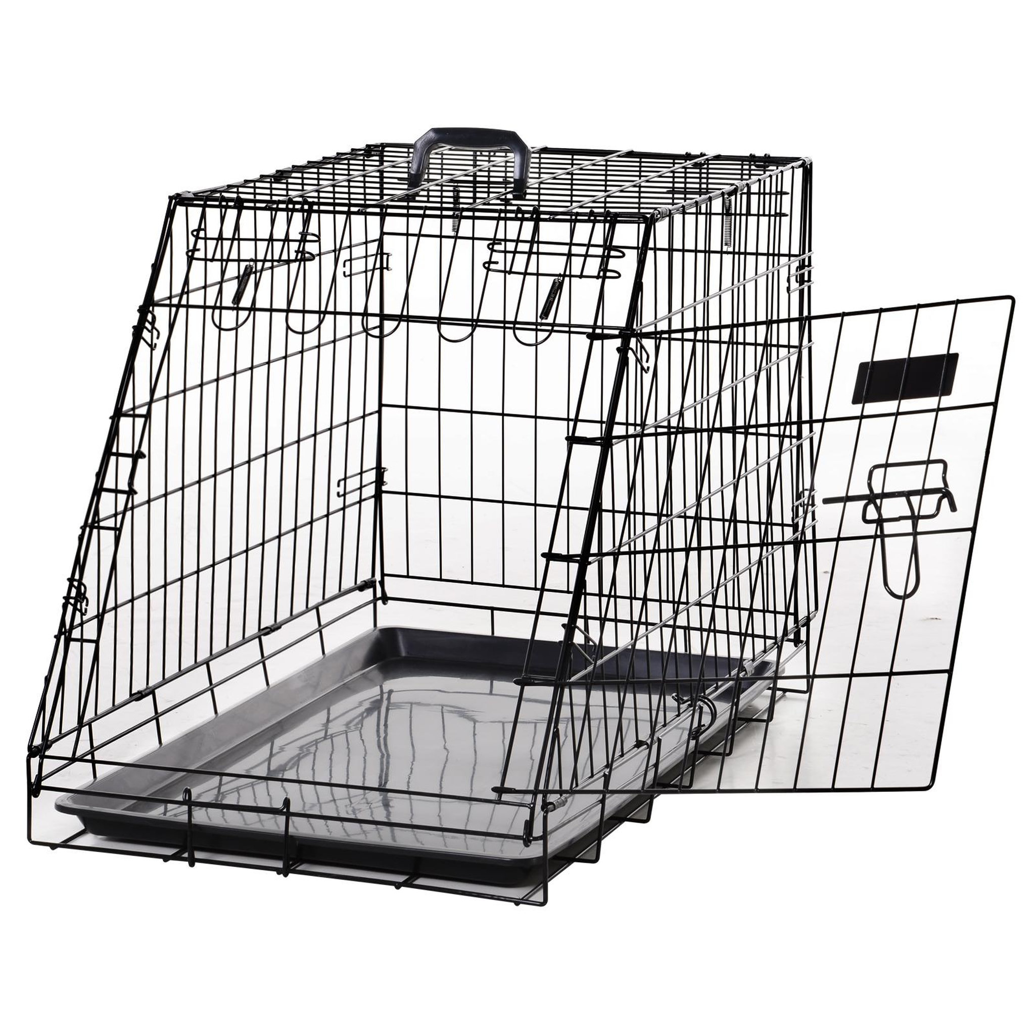 PAWHUT Cage de transport pour chien taille l dim. 76l x 48l x 55h cm métal noir