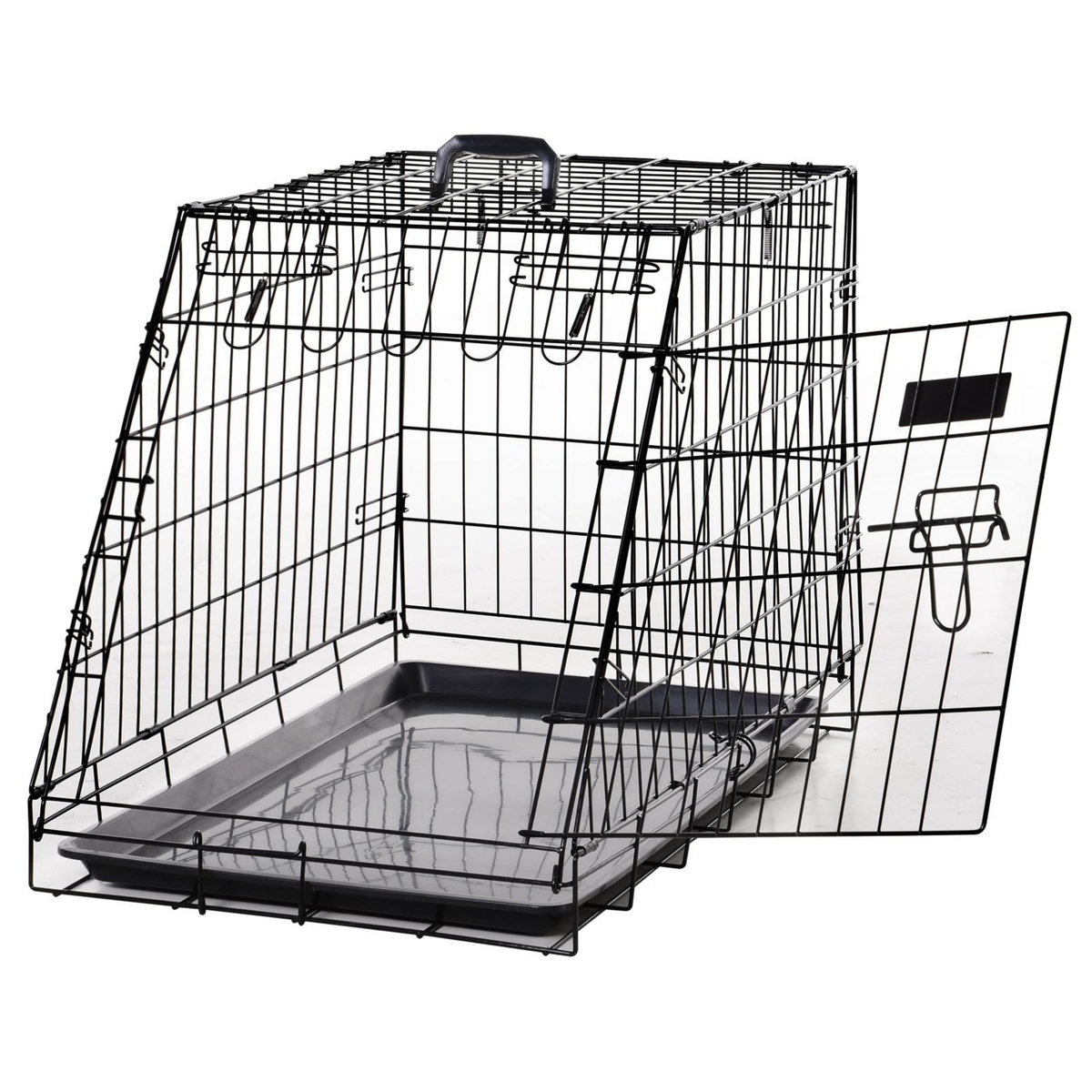 PAWHUT Cage de transport pour chien taille L dim. 76L x 48l x 55H cm métal noir